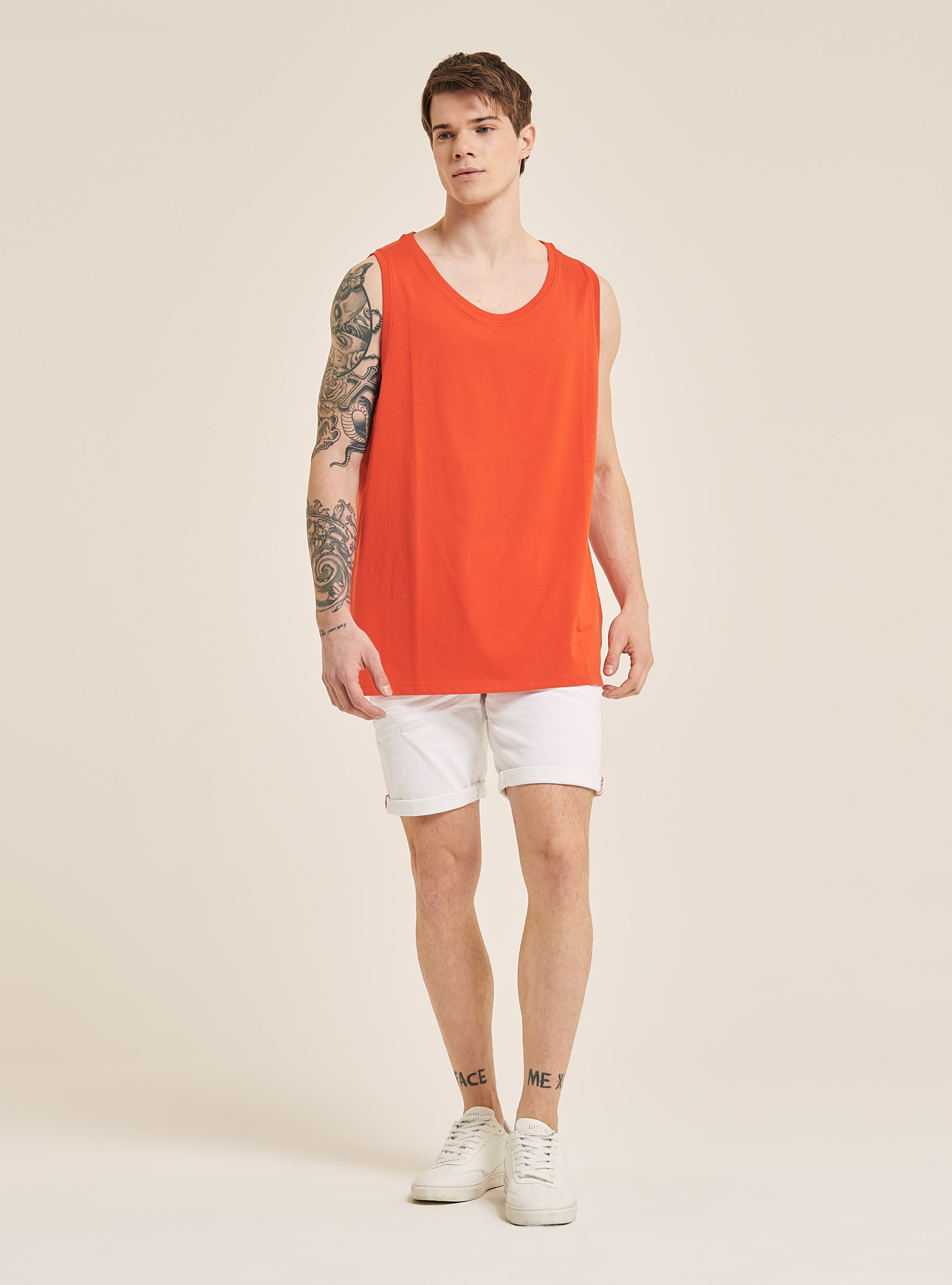 Débardeur en coton basique, C321 ORANGE