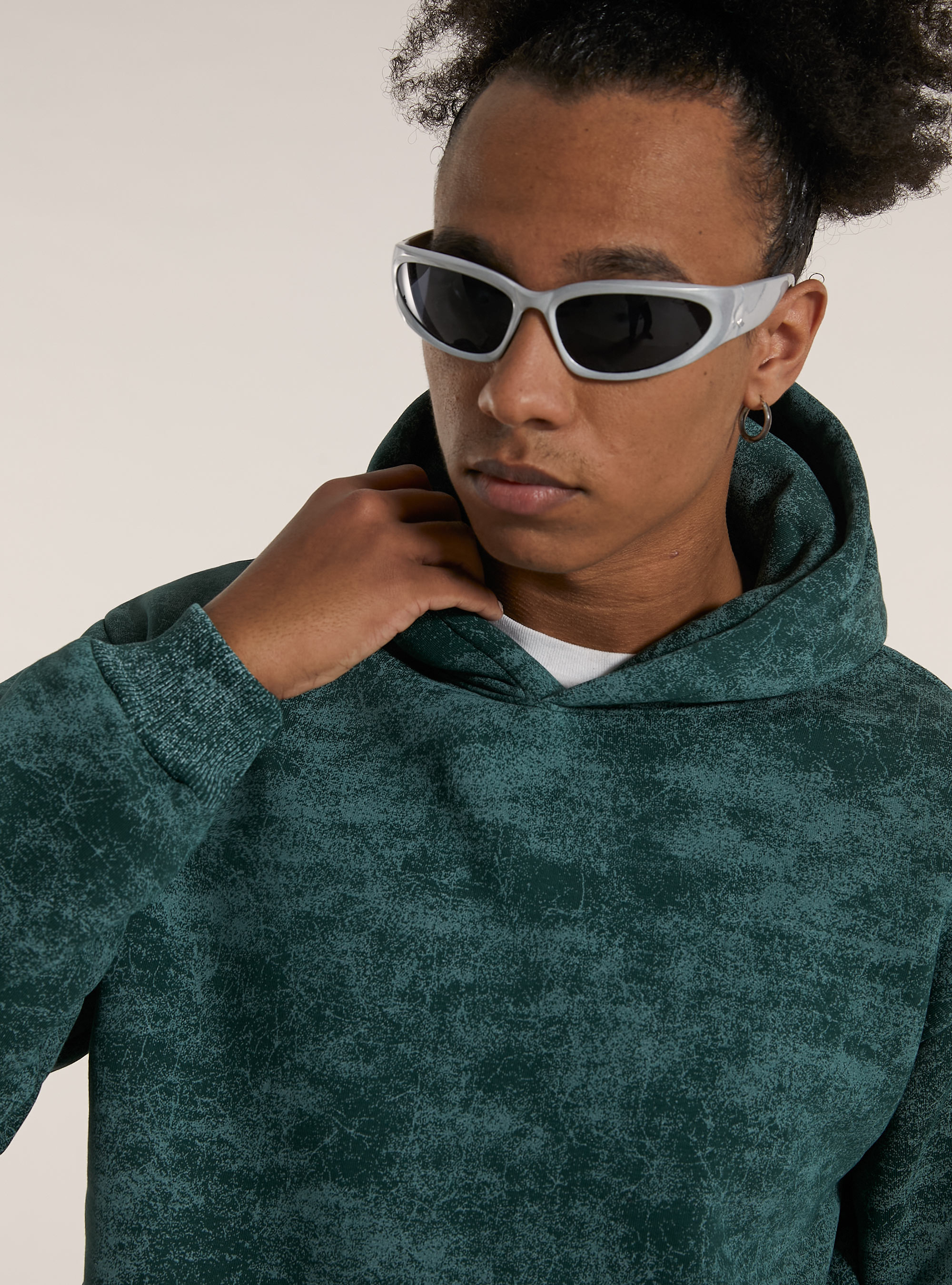 Marmoriertes Sweatshirt mit kastenförmiger Passform, GN1 GREEN DARK