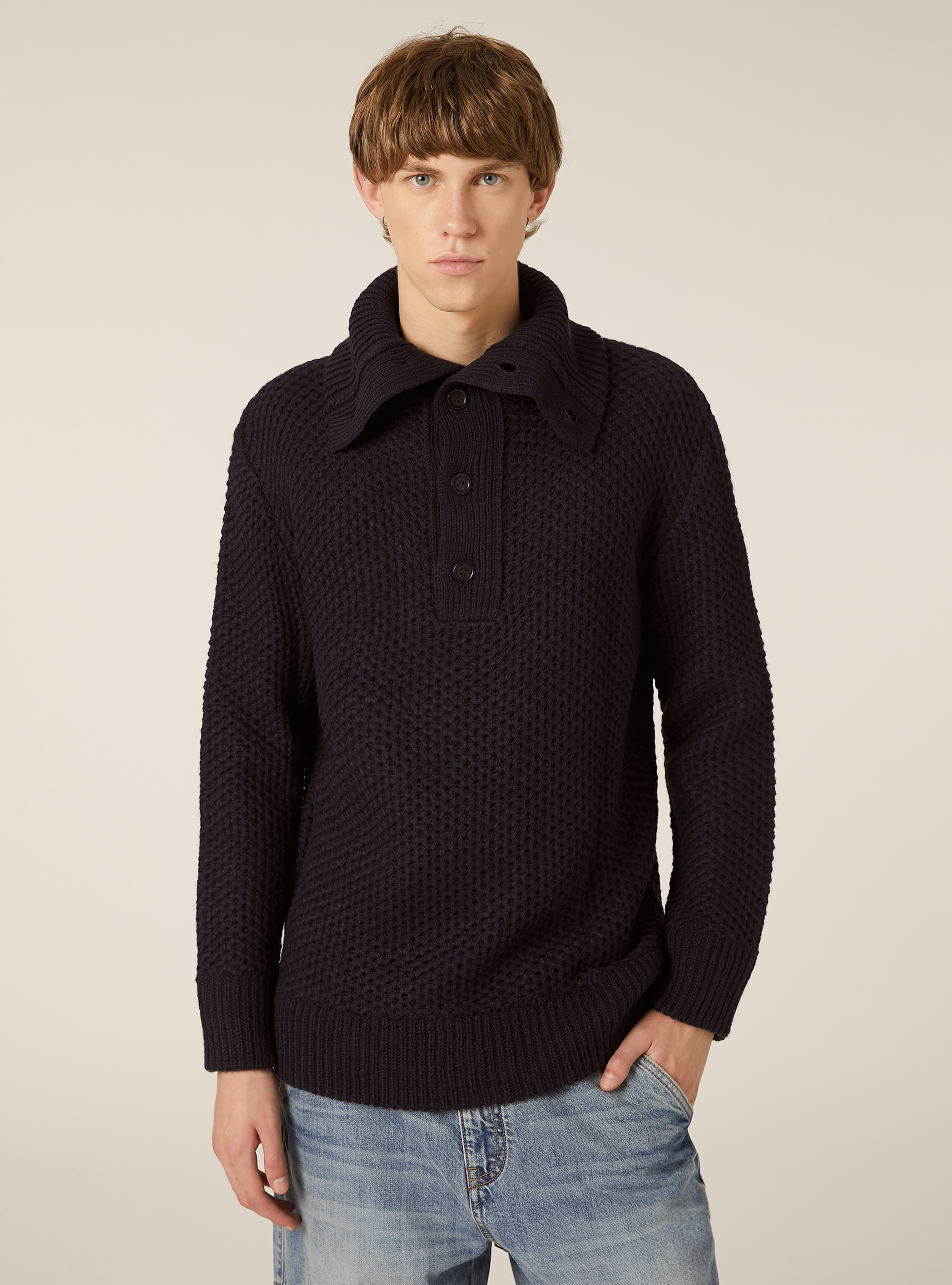 Pullover mit Polokragen, NA1 NAVY DARK