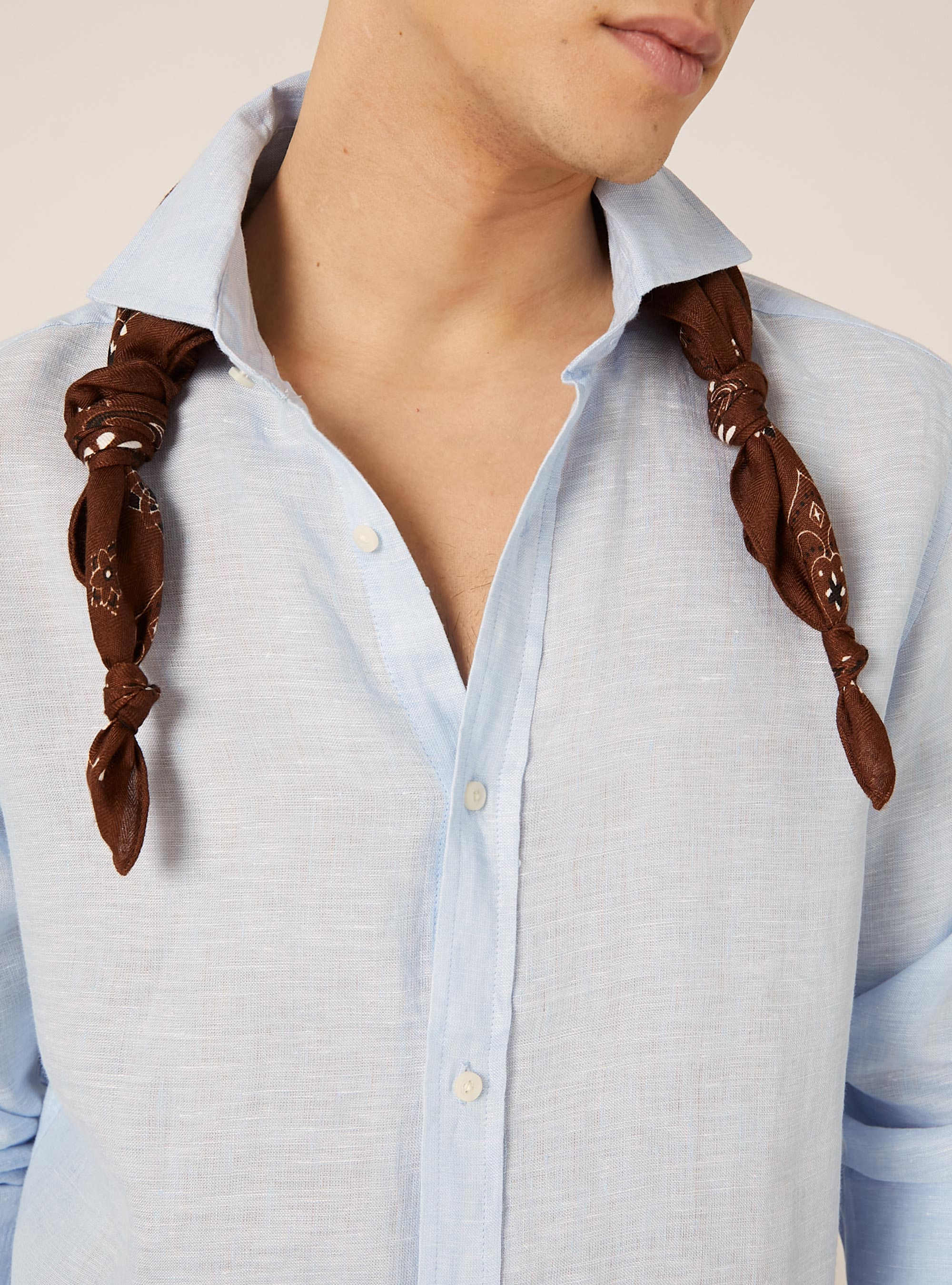 Camicia basica in lino, AZ3 AZURE LIGHT