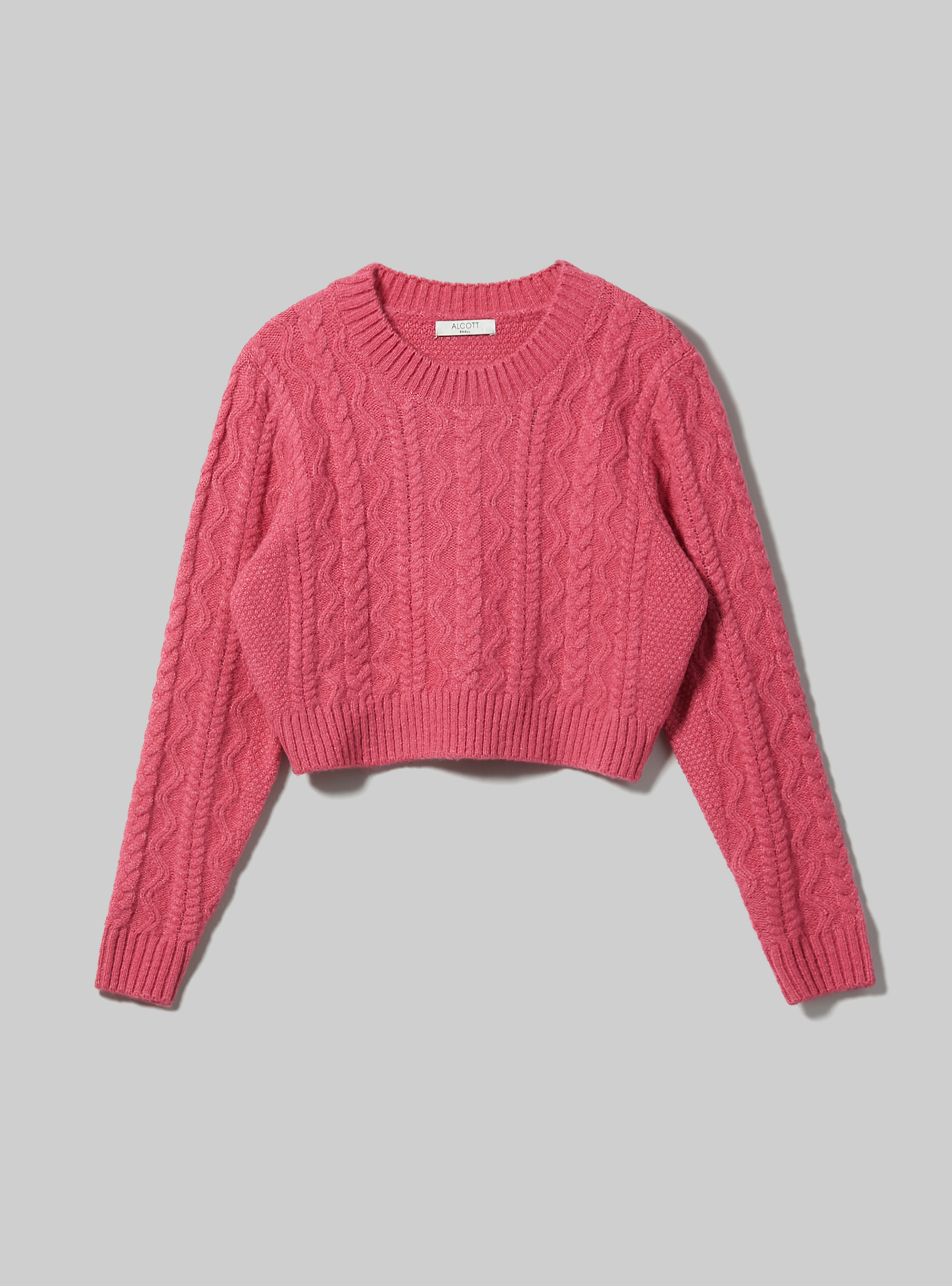 Cropped pullover with braids, FX3 FUXIA LIGHT