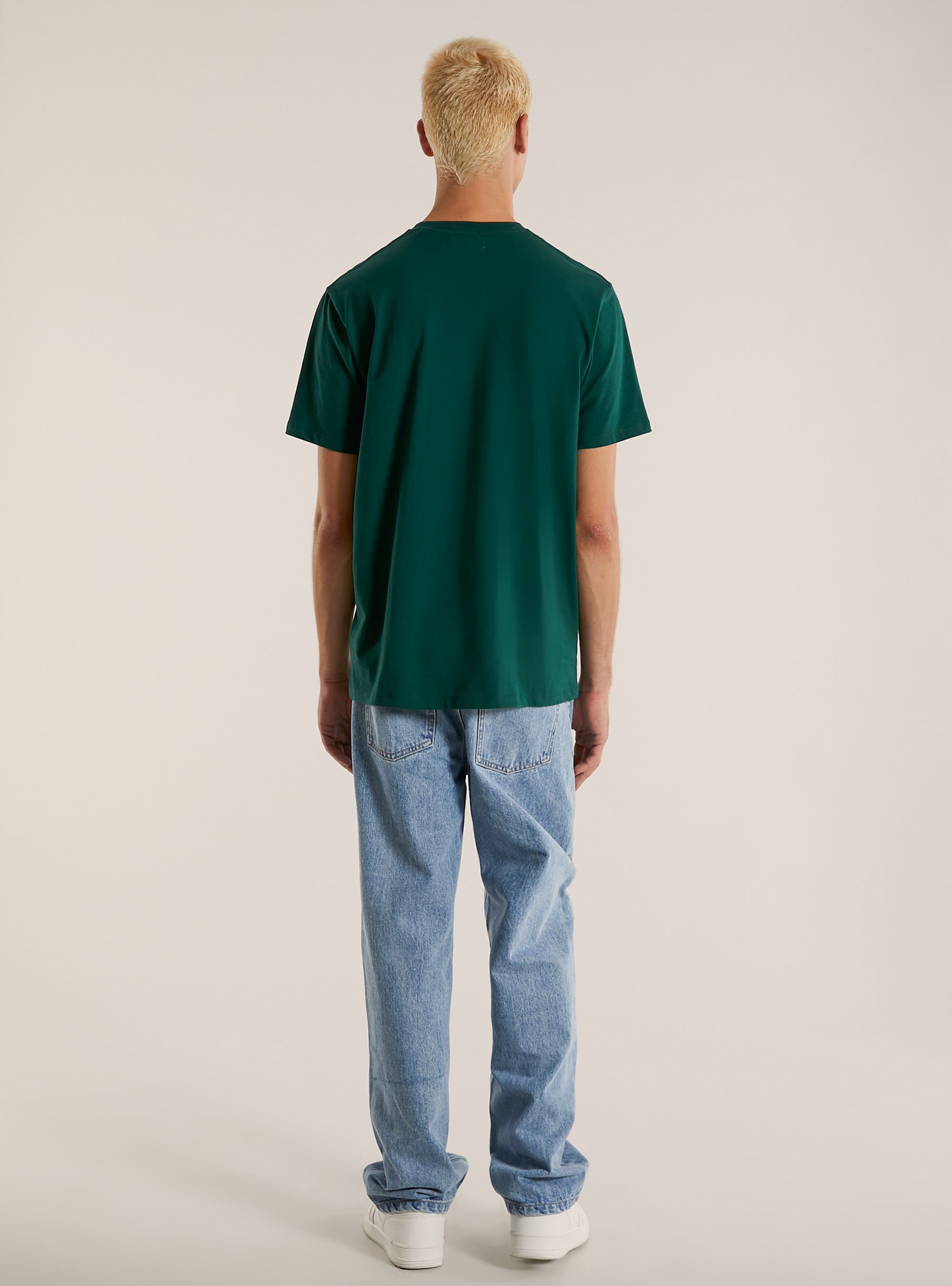 Maglietta girocollo in cotone, GN1 GREEN DARK