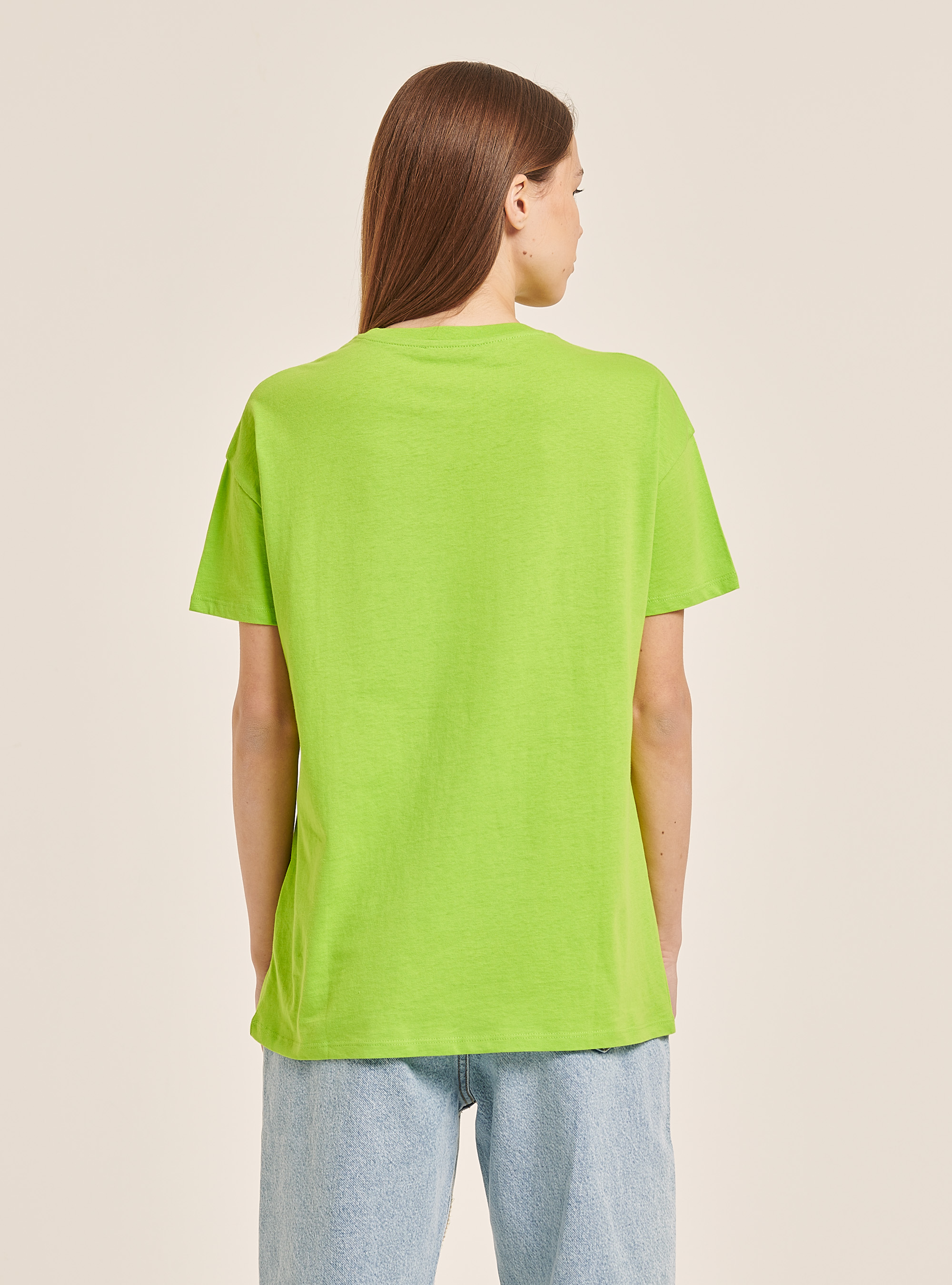 Buntes T-Shirt mit Aufdruck, C670 GREEN