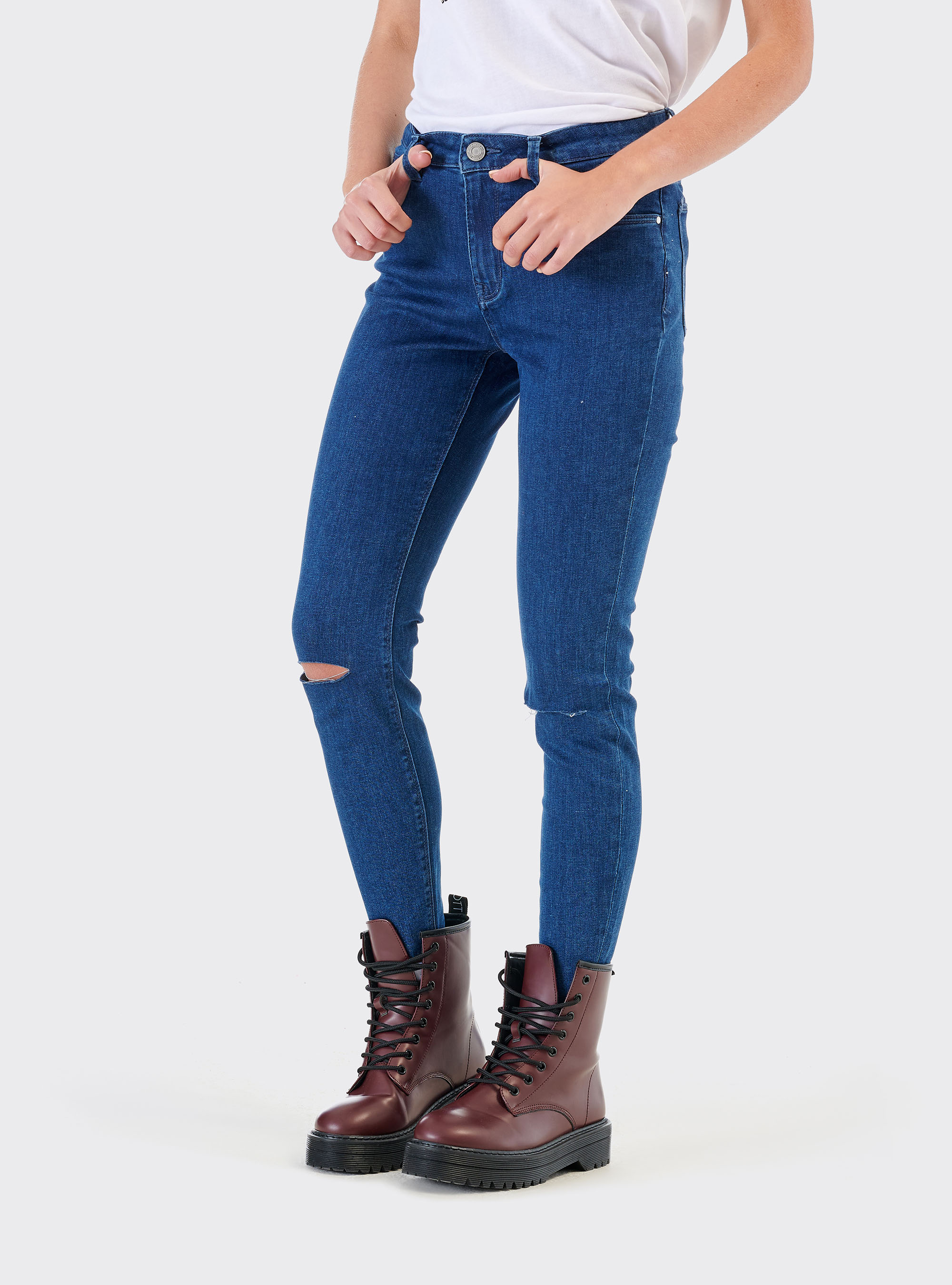 Jeans hight waist, C241 BLUE