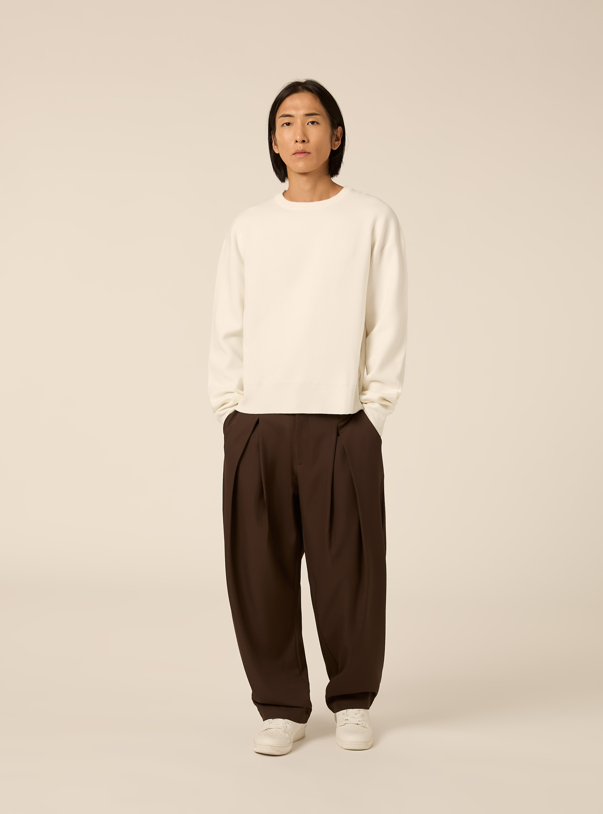 Pullover boxy fit morbido, PANNA