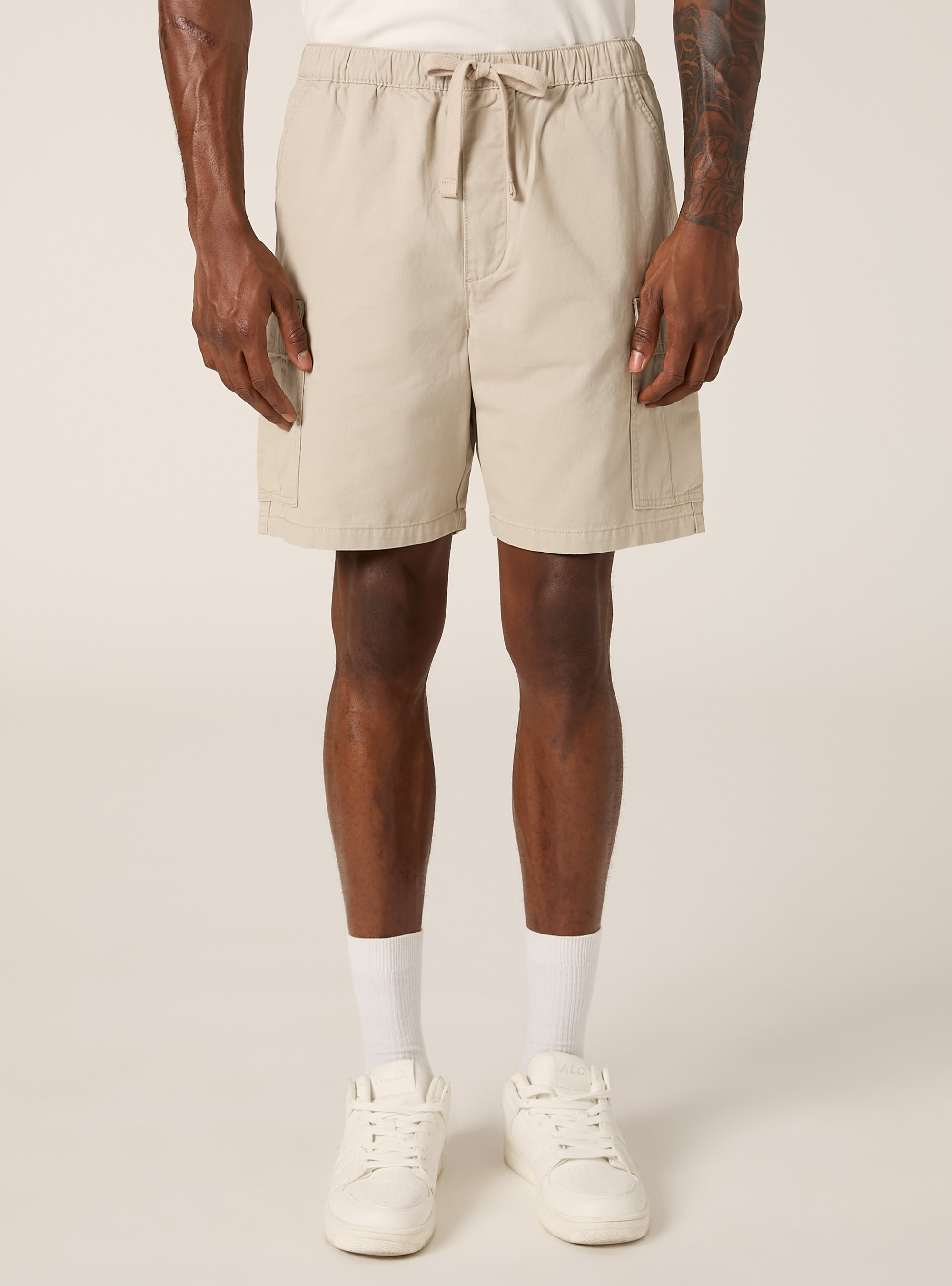 Bermuda cargo en serg&eacute; coul&eacute;, BG2 BEIGE MEDIUM