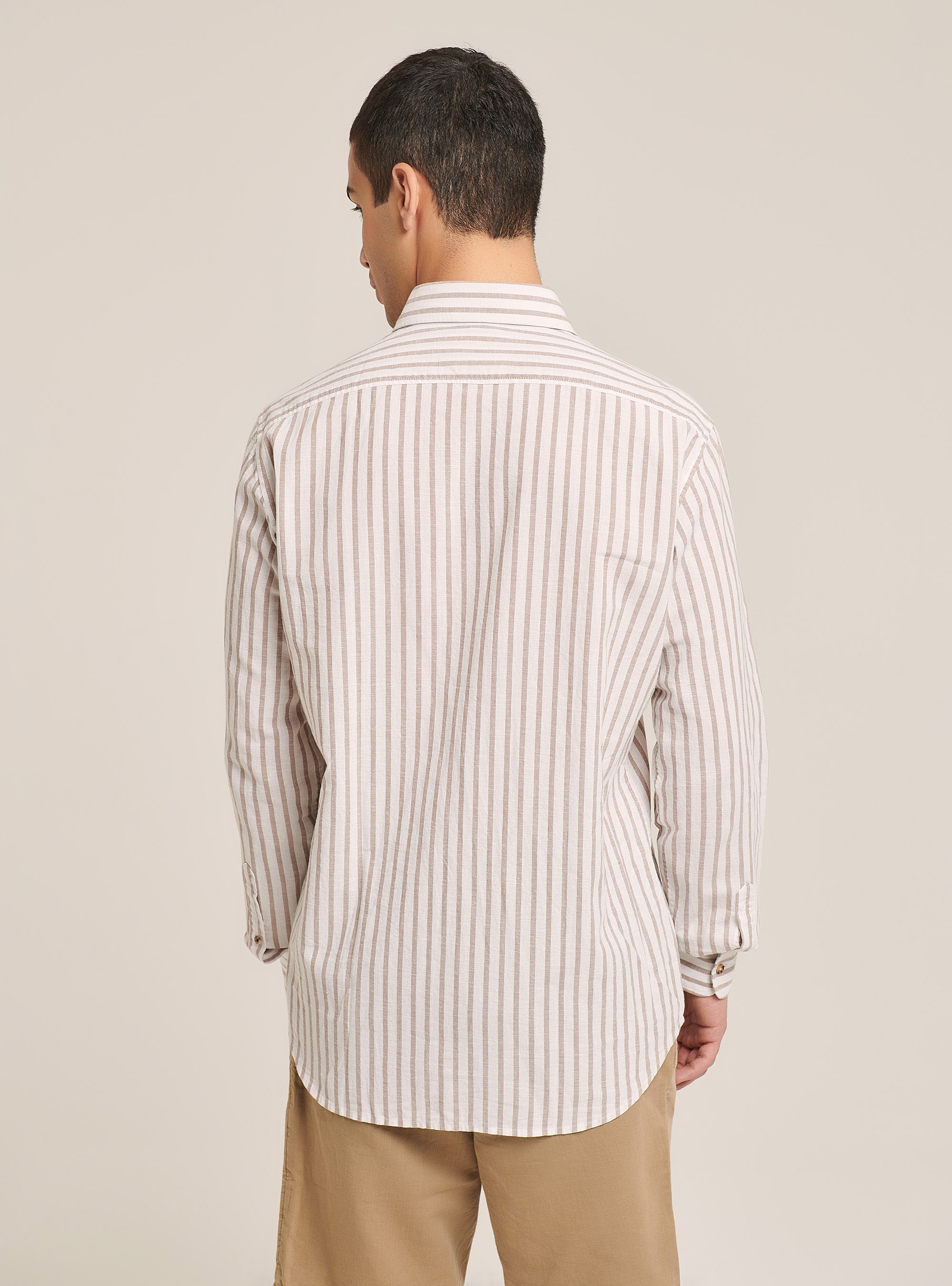 Linen blend striped shirt, MULTICOLOR