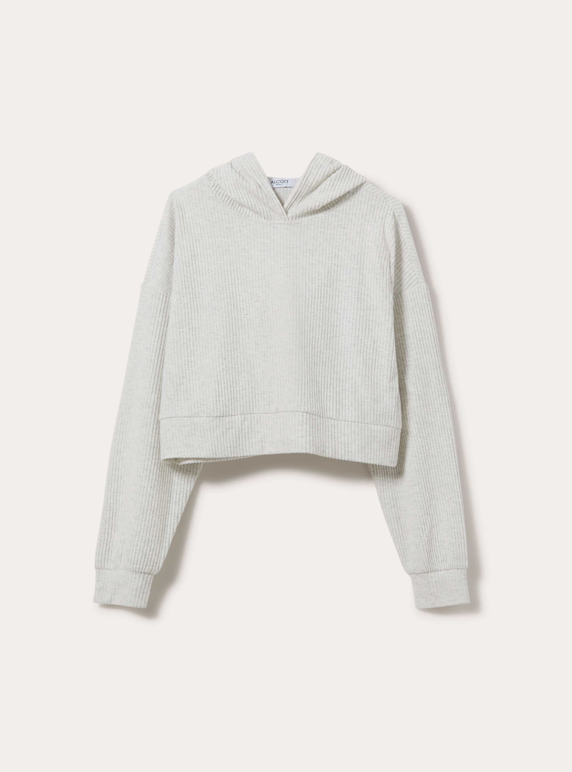 Felpa crop con cappuccio, MGY3 GREY MEL LIGHT