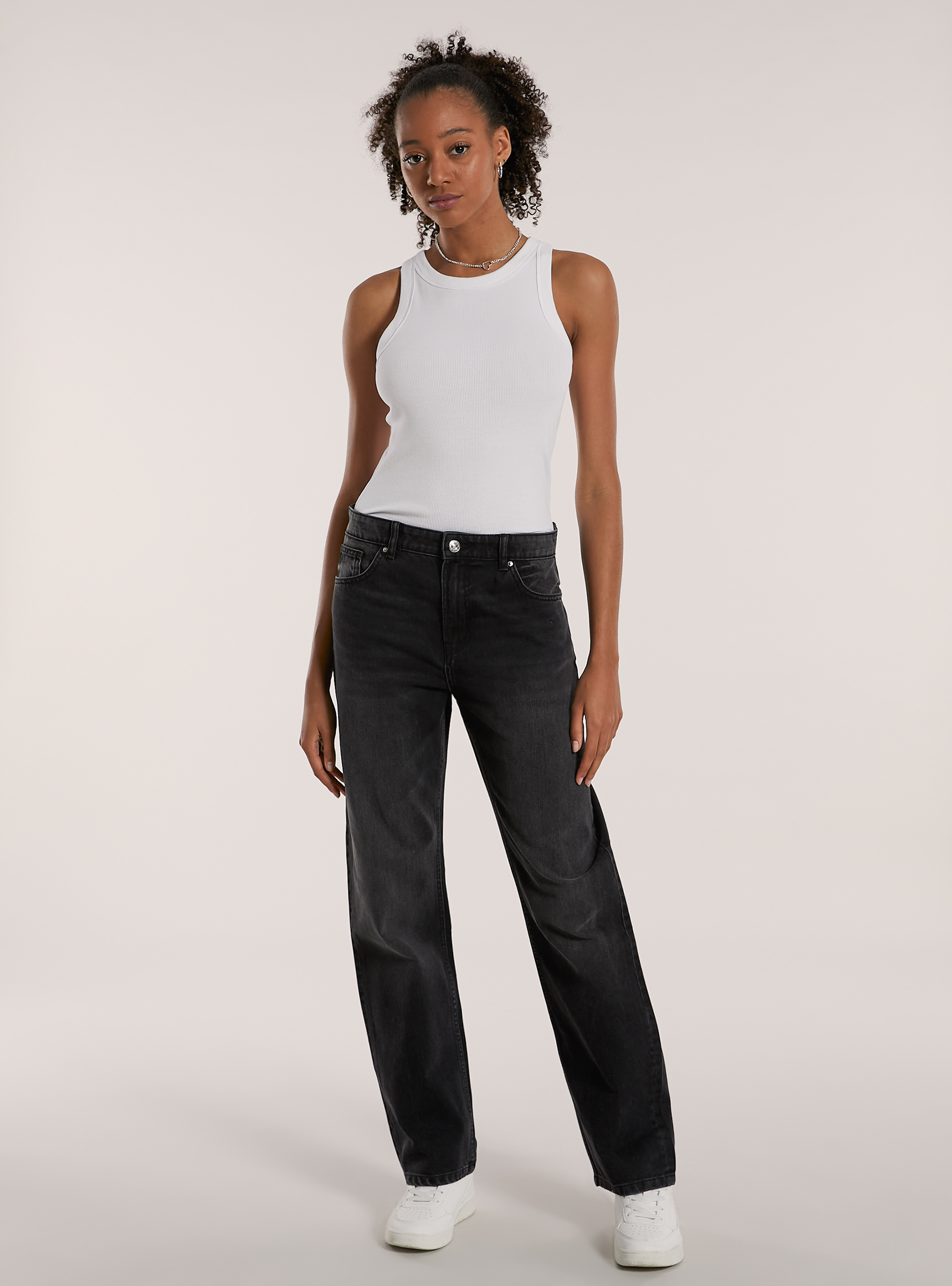 Jeans straight fit, D000 BLACK