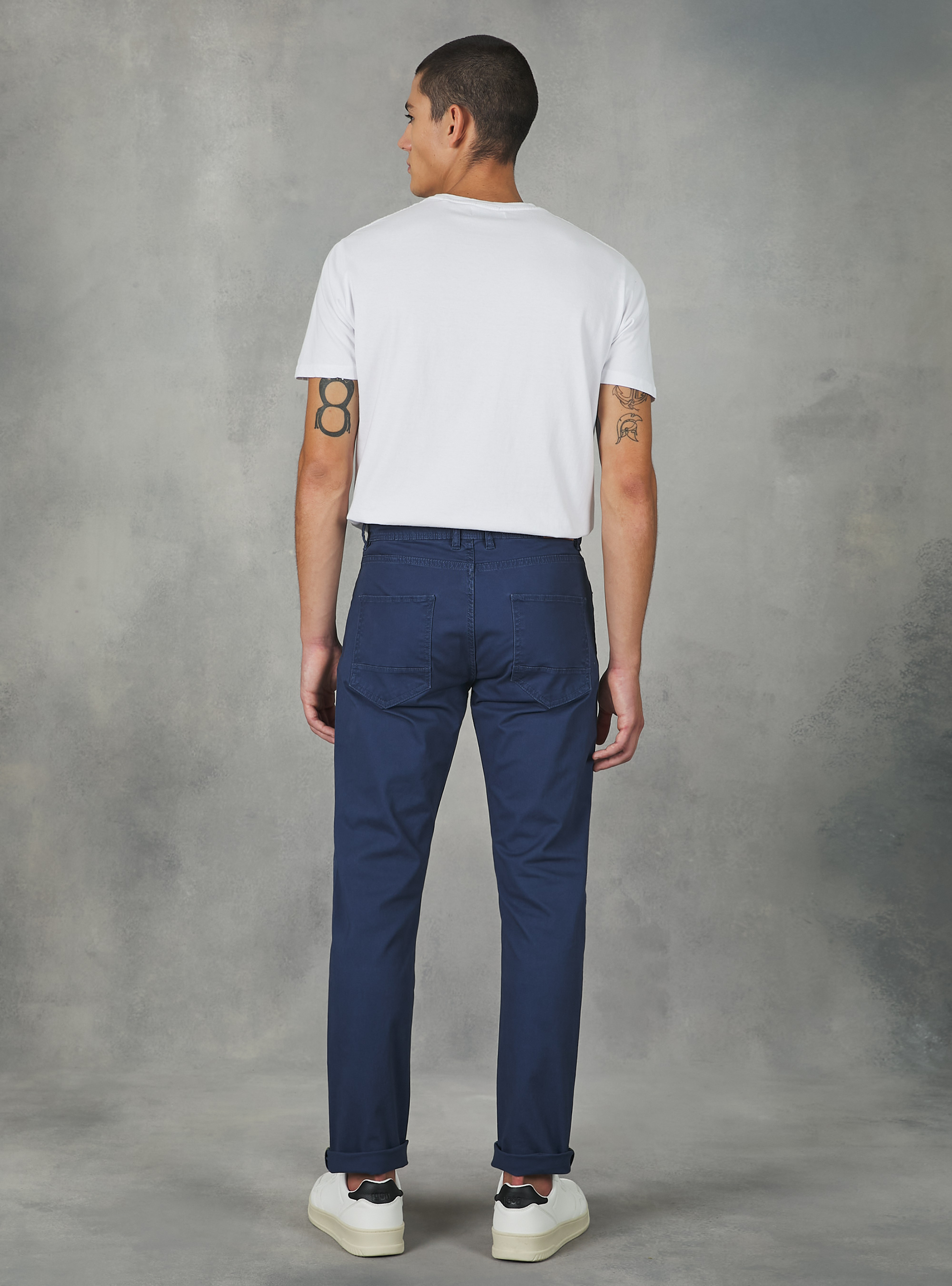Skinny fit cotton trousers, BL2 BLUE MEDIUM