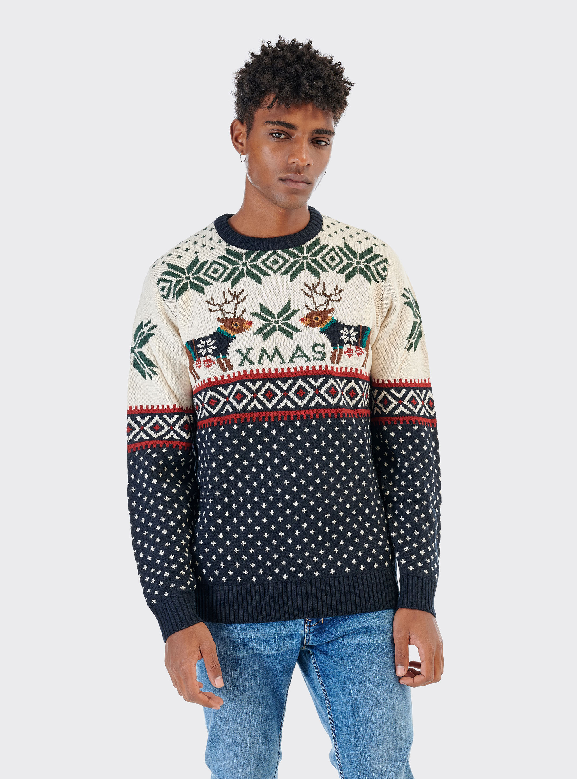 STRIPED ROUND NECK PULLOVER, C0009 OFF WHITE