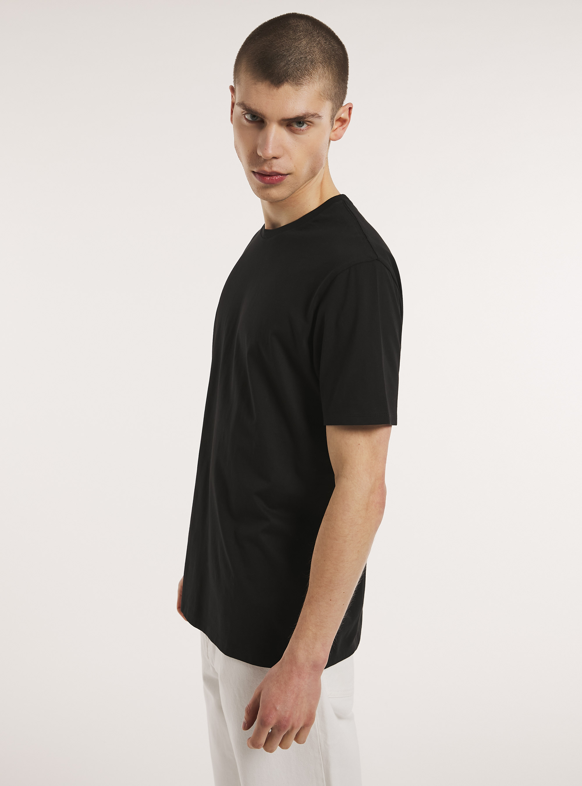 Crew-neck cotton T-shirt, BK1 BLACK