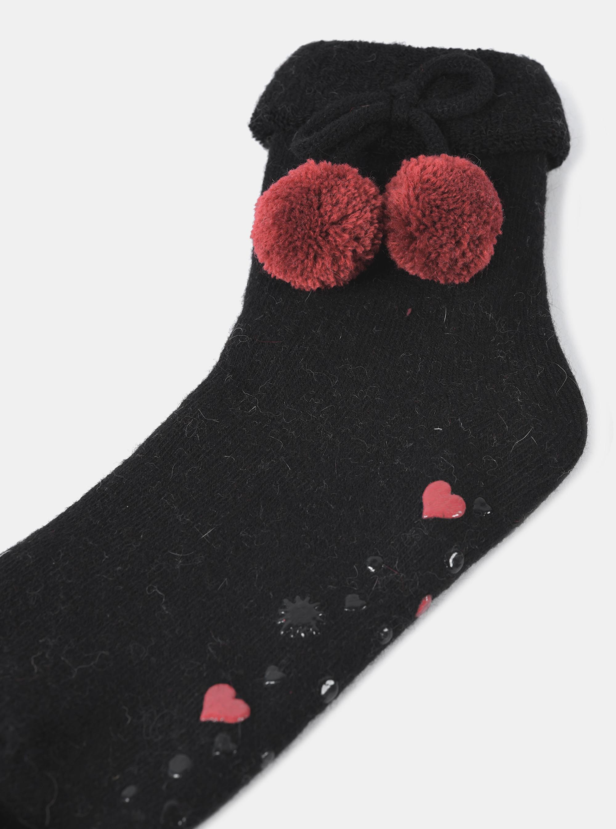 Calzini antiscivolo con pom pom, NERO