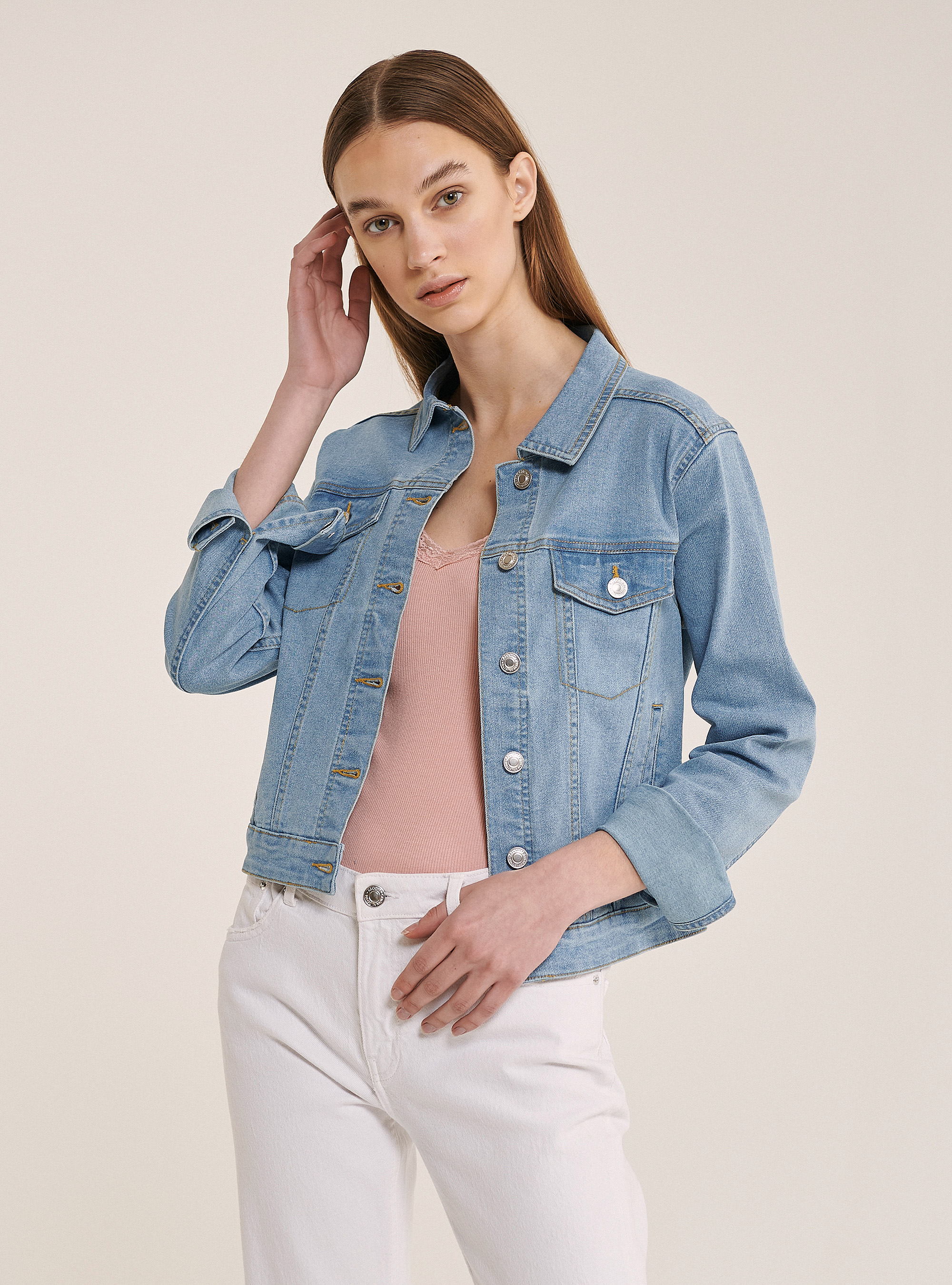Stretch denim jacket, C196 AZZURRE