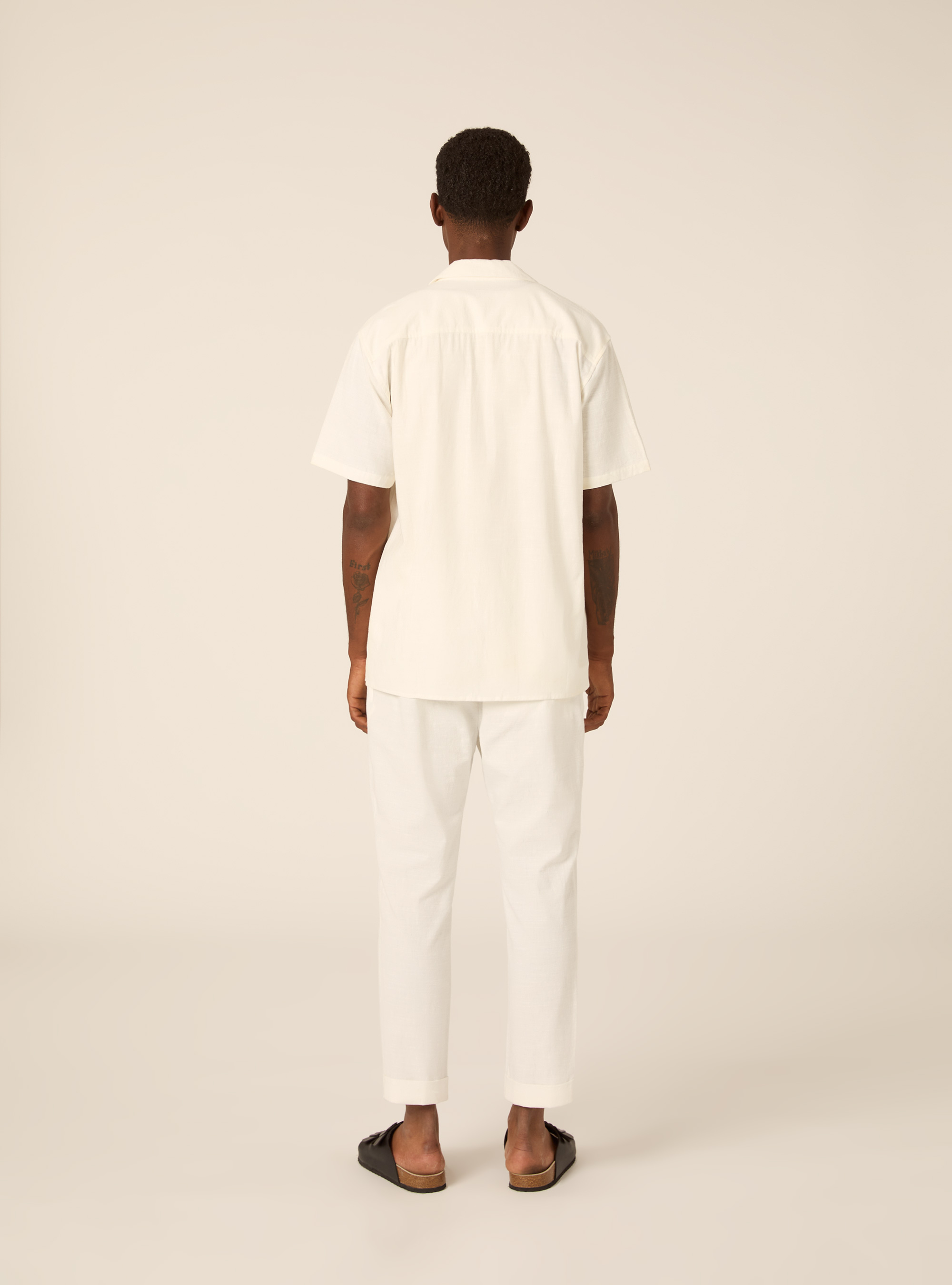 Camicia in misto lino, WH1 OFF WHITE