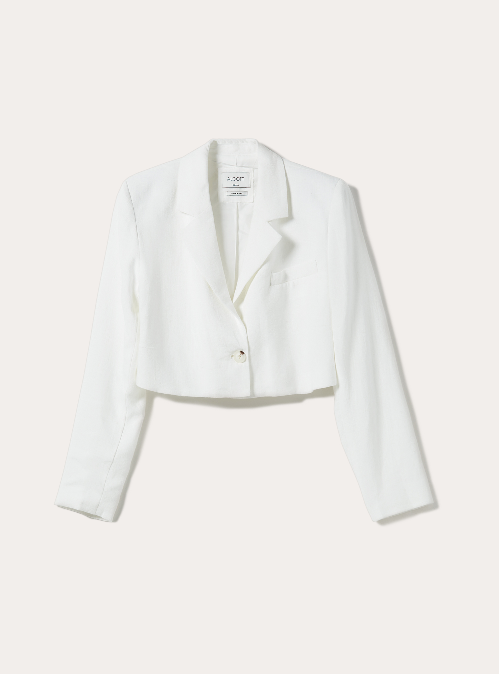Blazer court en lin mélange, WH2 WHITE