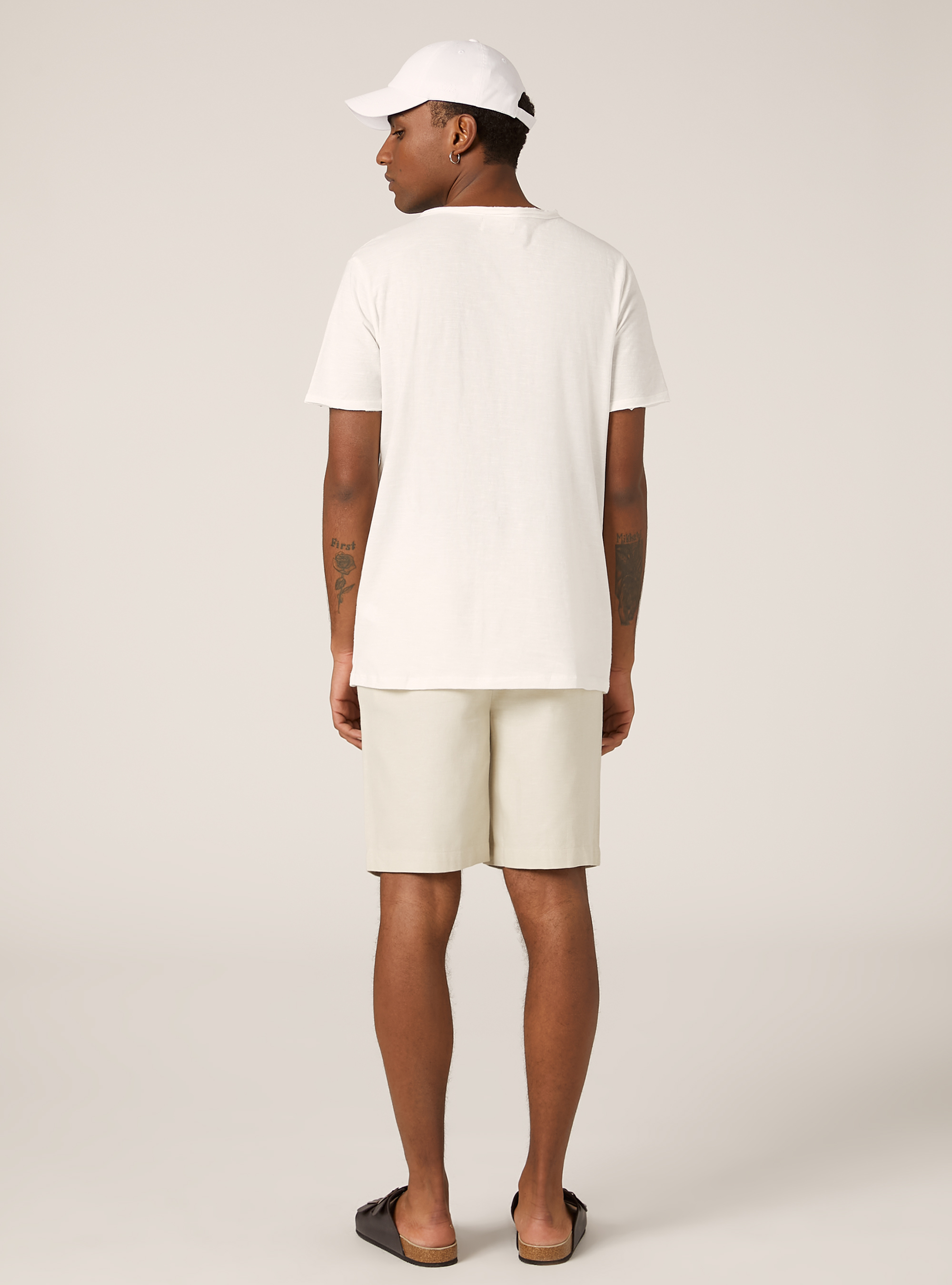 Linen blend short-sleeved T-shirt, WH2 WHITE