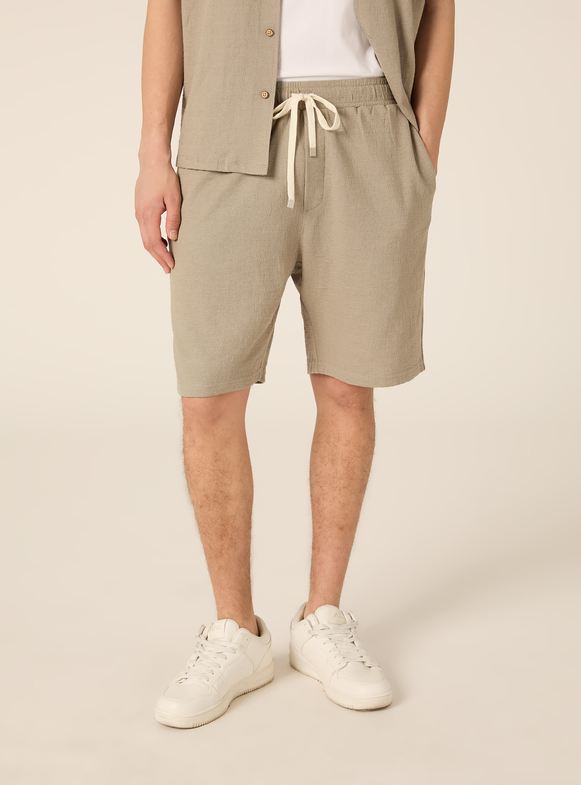 Bermuda in jersey texture regular fit, KY3 KAKY LIGHT