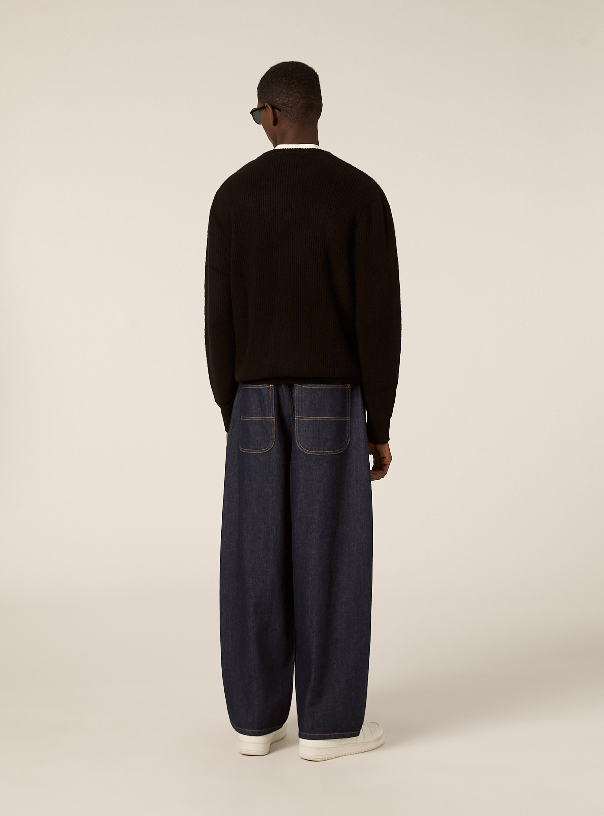 English ribbed crew neck jumper, BK1 BLACK