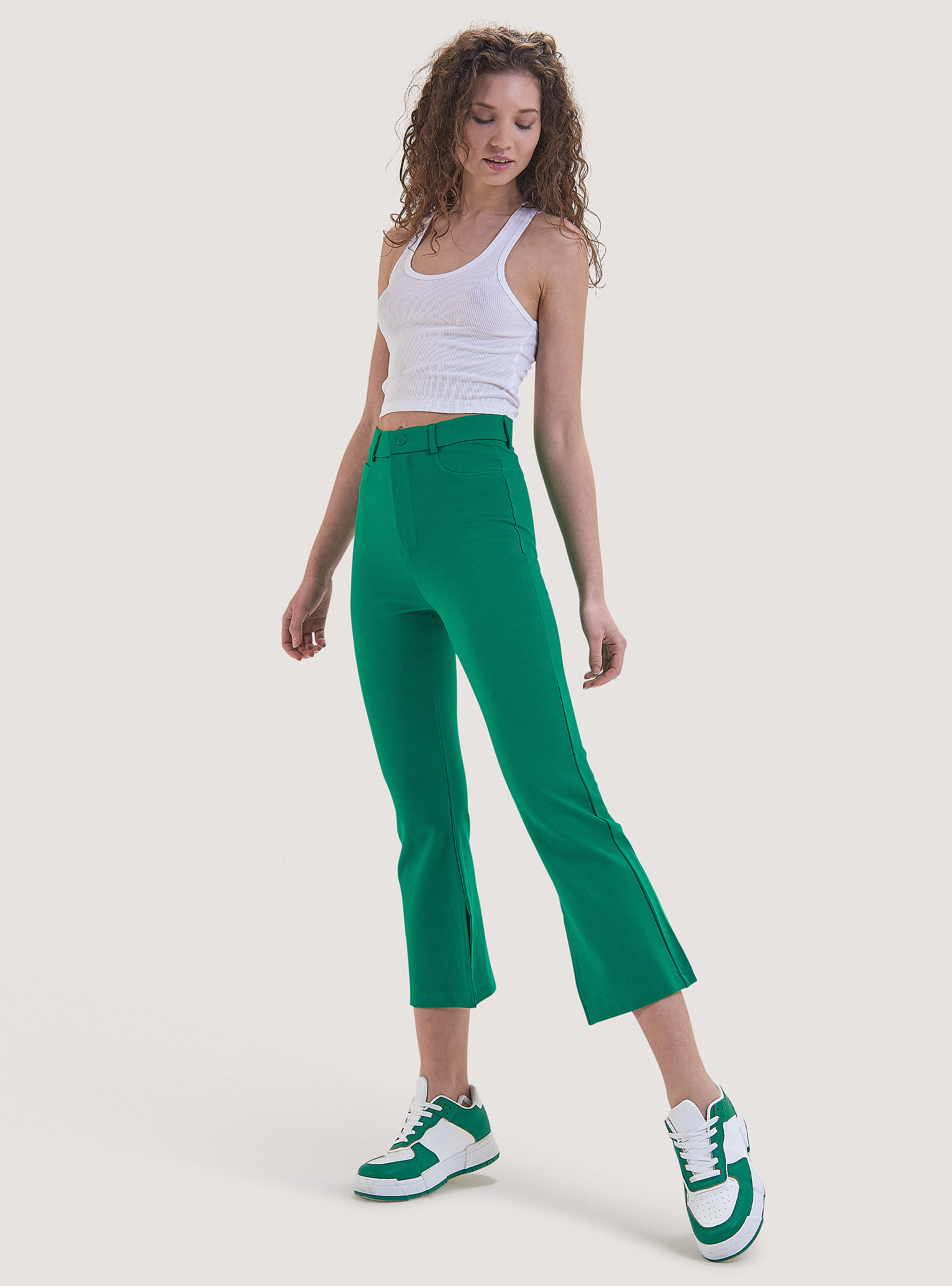 Pantalones acampanados con aberturas, GN2 GREEN MEDIUM