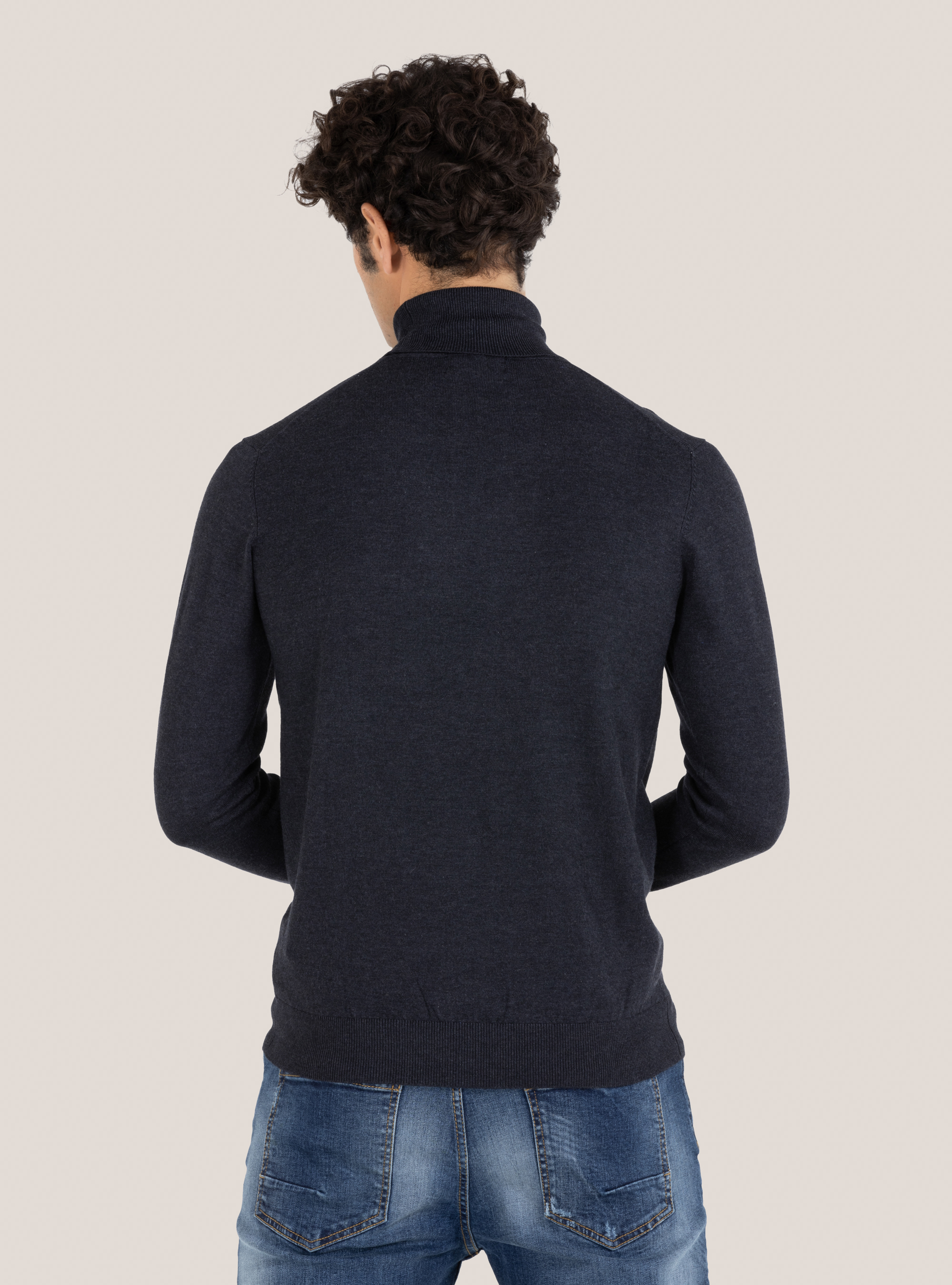 Basic-Rollkragenpullover, C0225 BLUE MELANGE