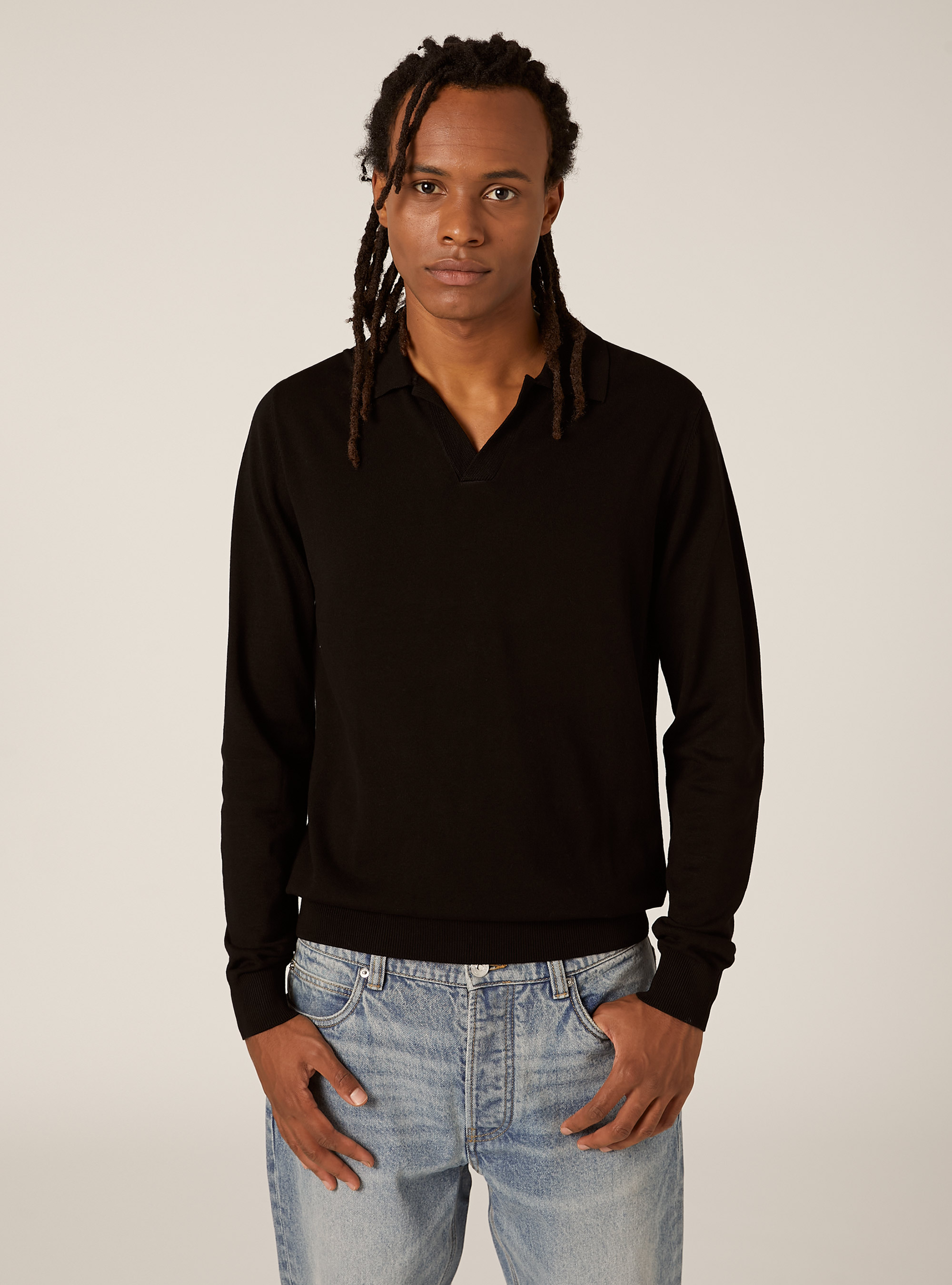 Polo de punto suave, BK1 BLACK