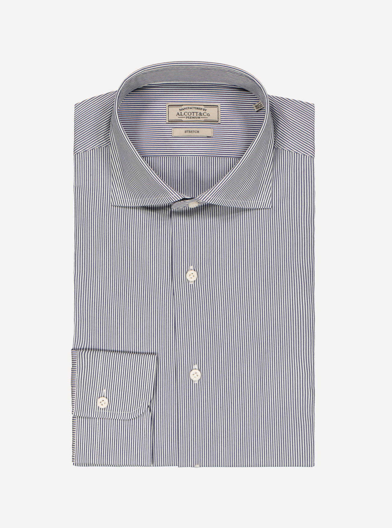 CAMISA DE ALGOD&Oacute;N A RAYAS, AZUL MARINO