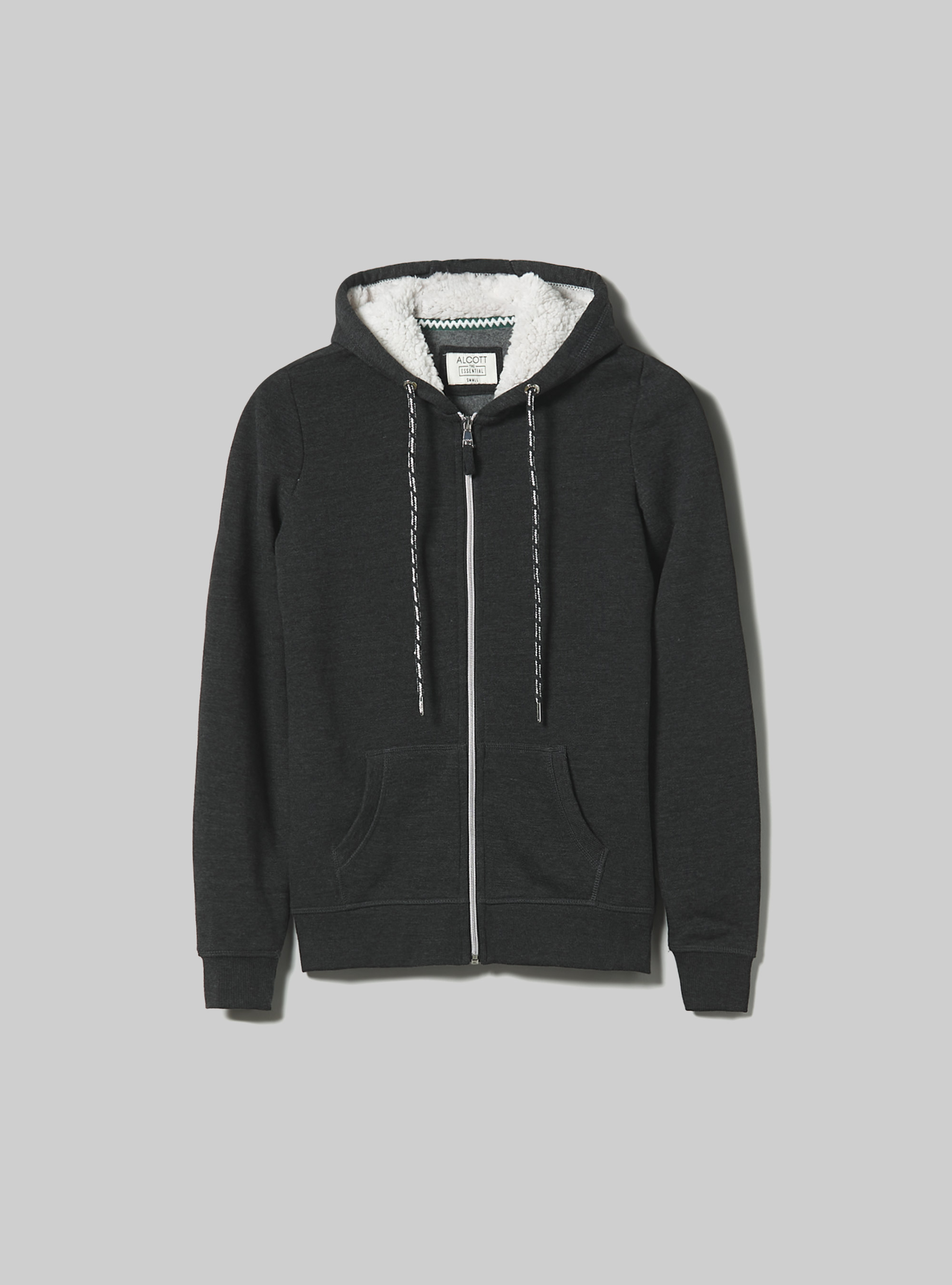 Felpa con zip e cappuccio in ecopelliccia, GRIGIO MELANGE