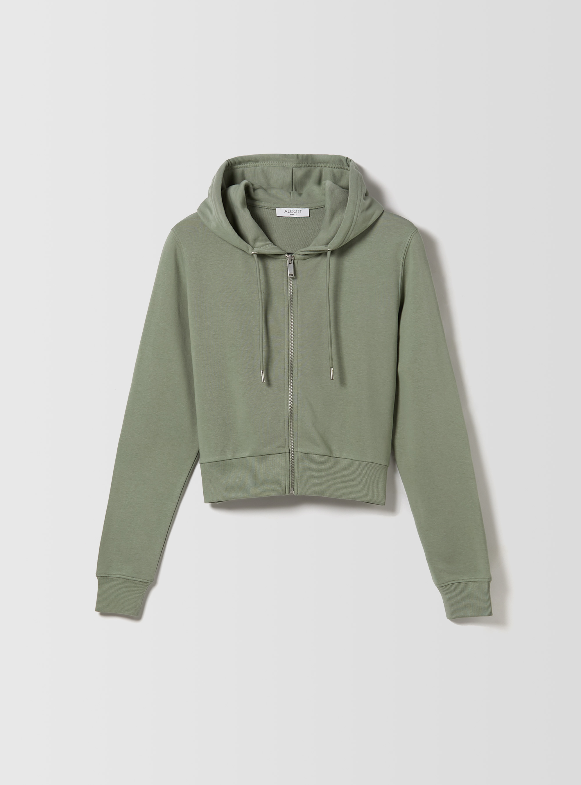 Cropped sweatshirt with zip and hood, KY3 KAKY LIGHT