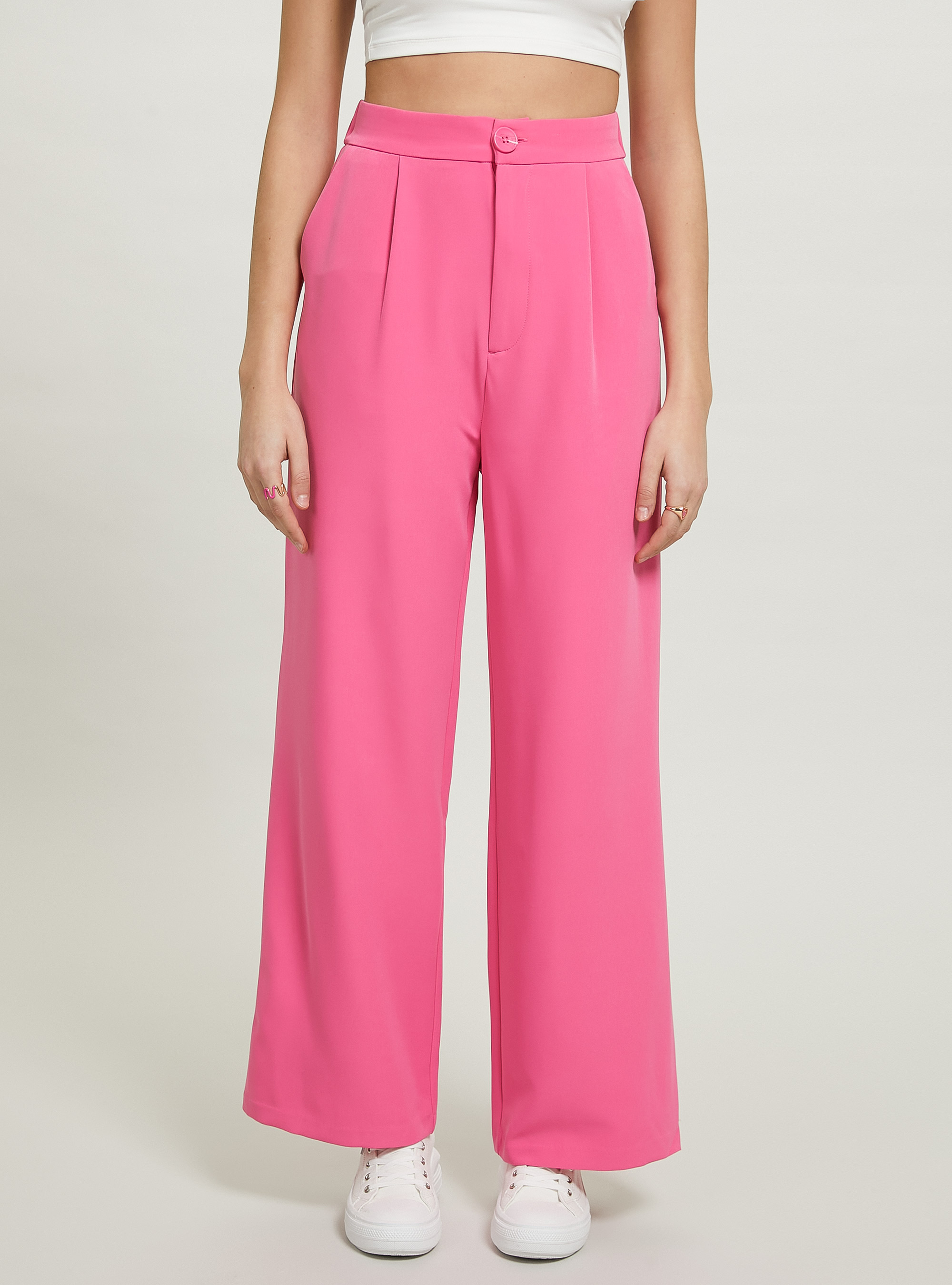 Pantal&oacute;n ancho con pliegues, FX2 FUXIA MEDIUM