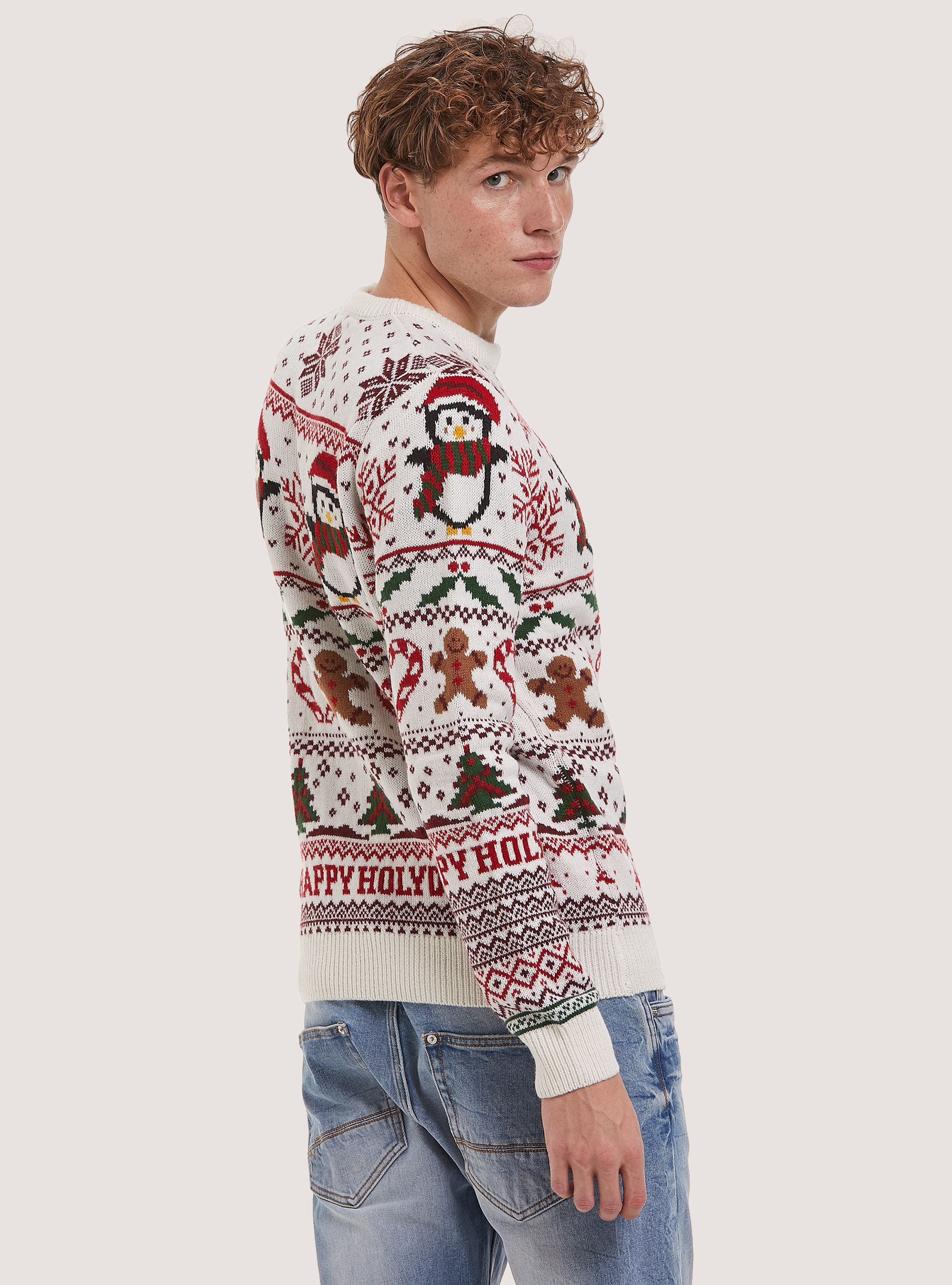 Pull de la collection Famille de Noel, WH1 OFF WHITE