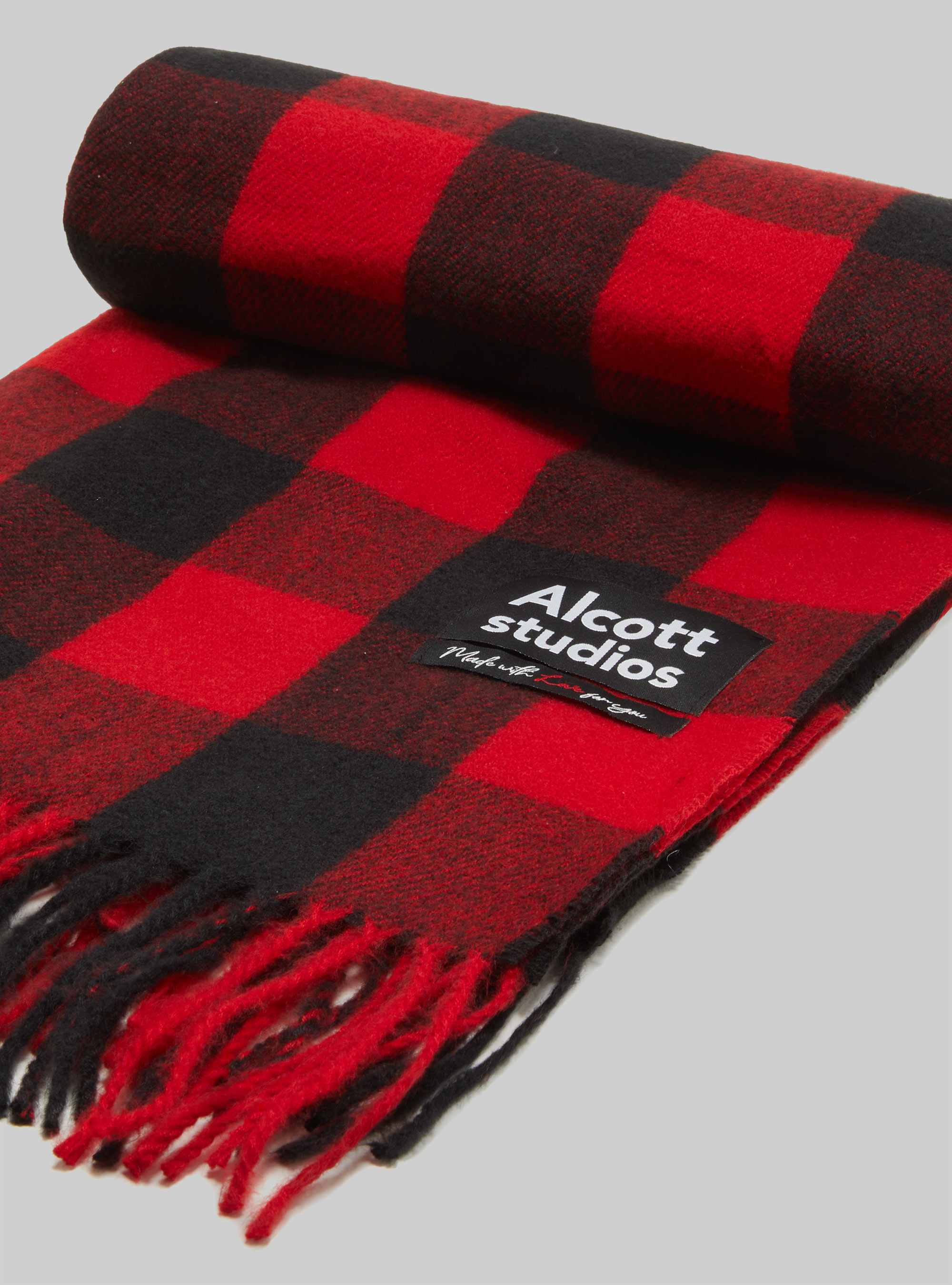 Sciarpa check con frange, RD2 RED MEDIUM
