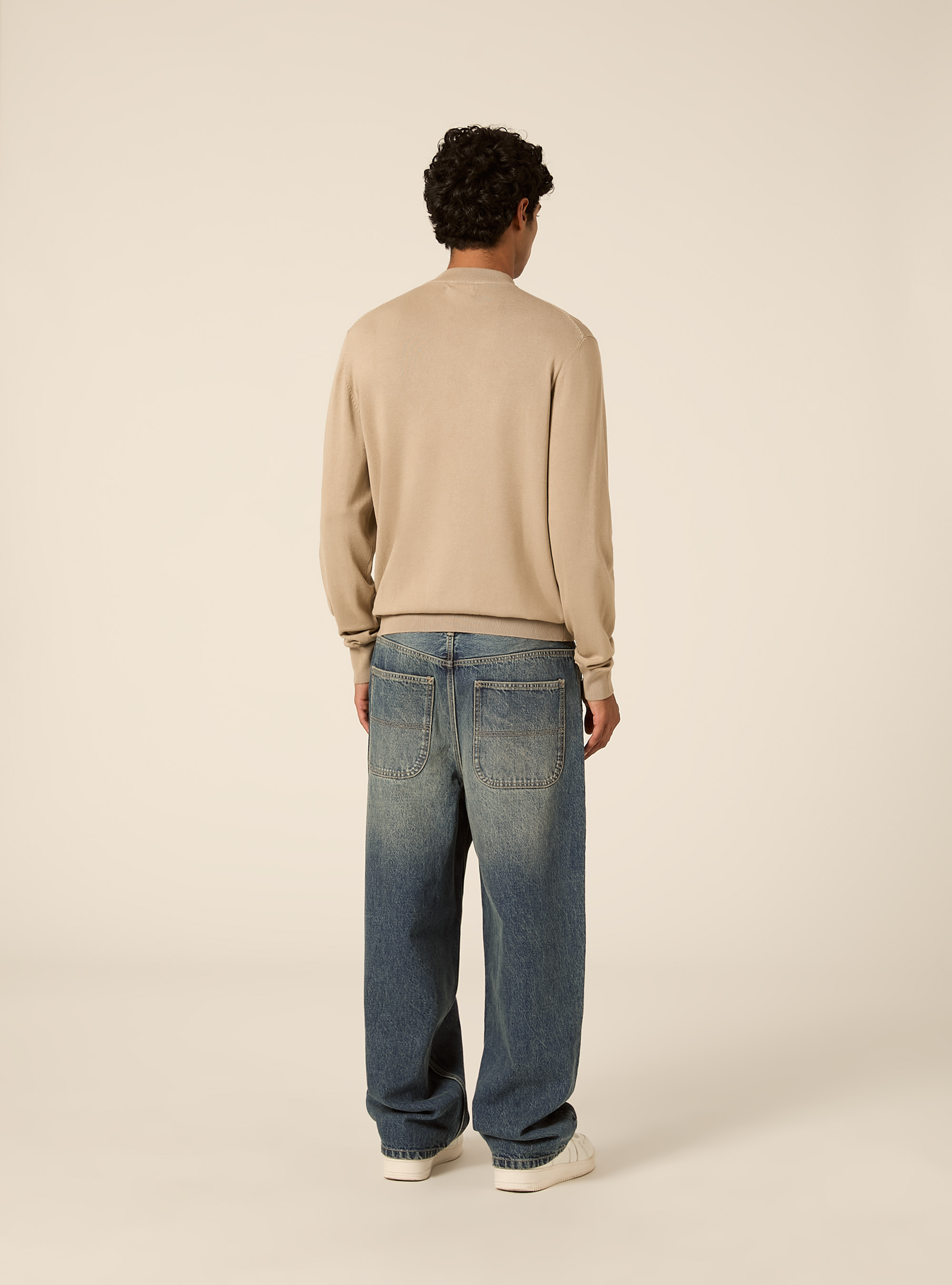 Maglia mezzocollo rasata, BEIGE MEDIO