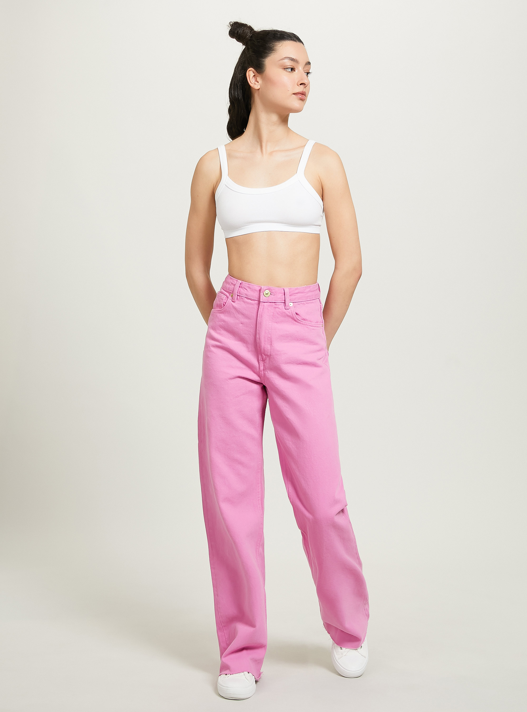 Ribbed brassiere top, WH1 OFF WHITE