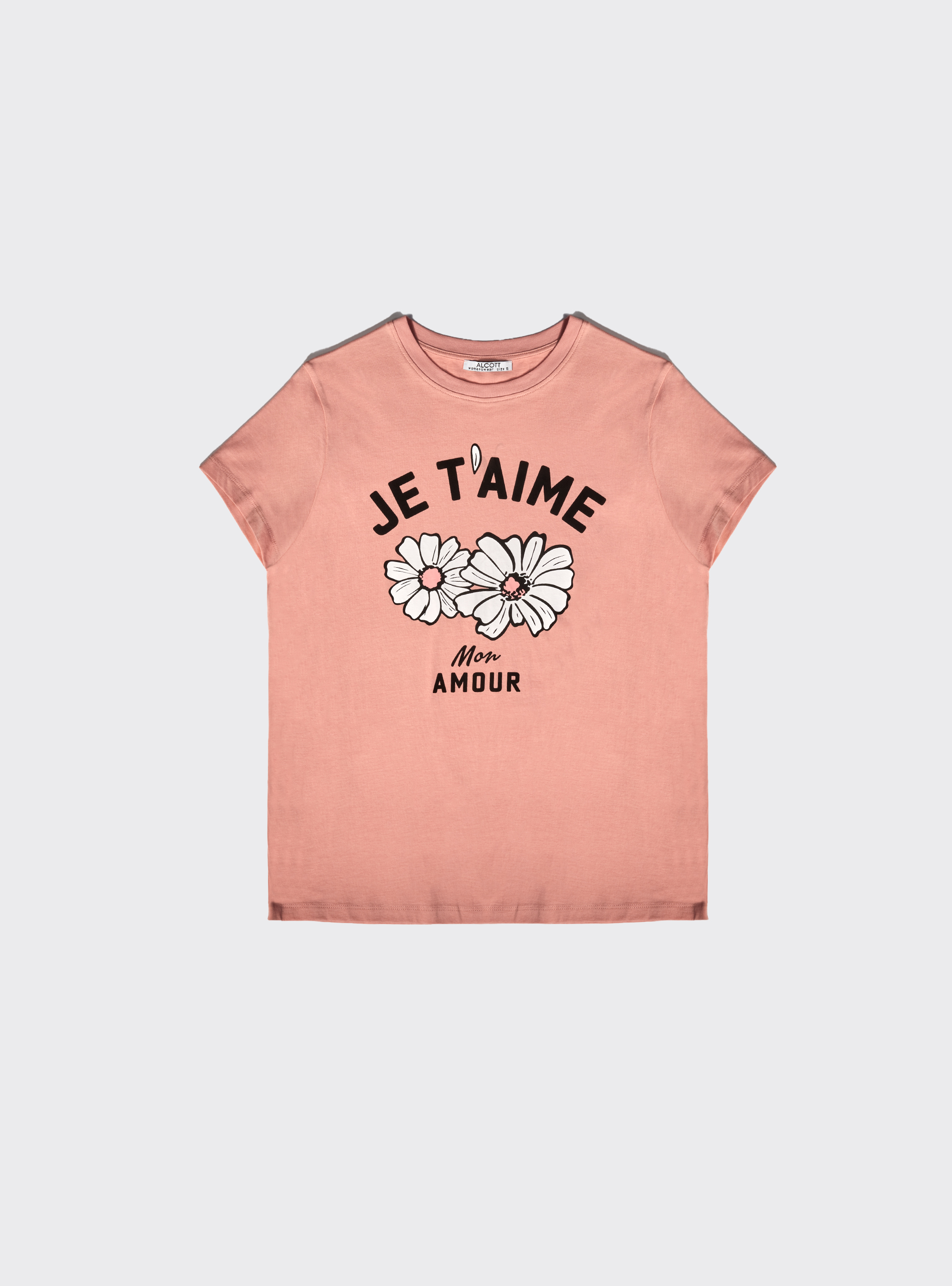 T-shirt à col rond avec imprimé, C4404 PINK