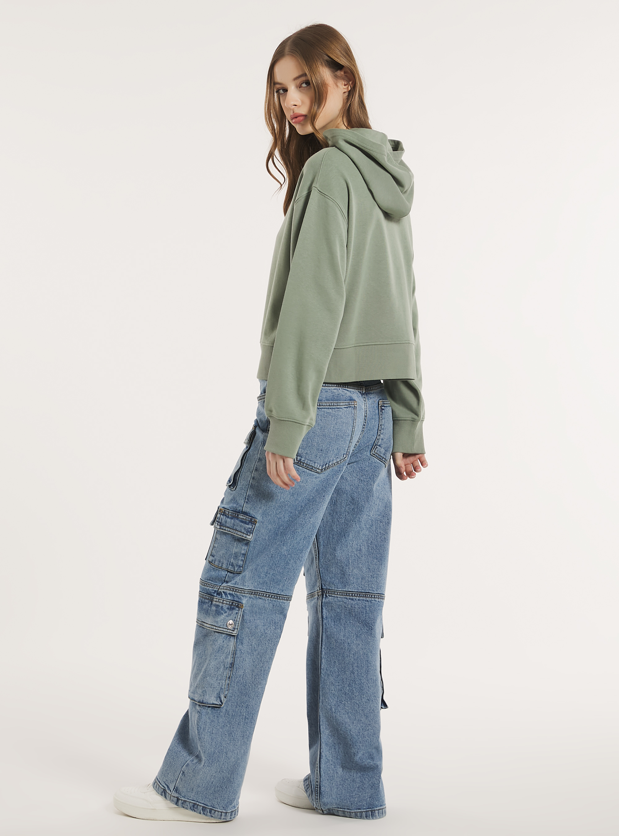 Felpa boxy fit con cappuccio, KY3 KAKY LIGHT