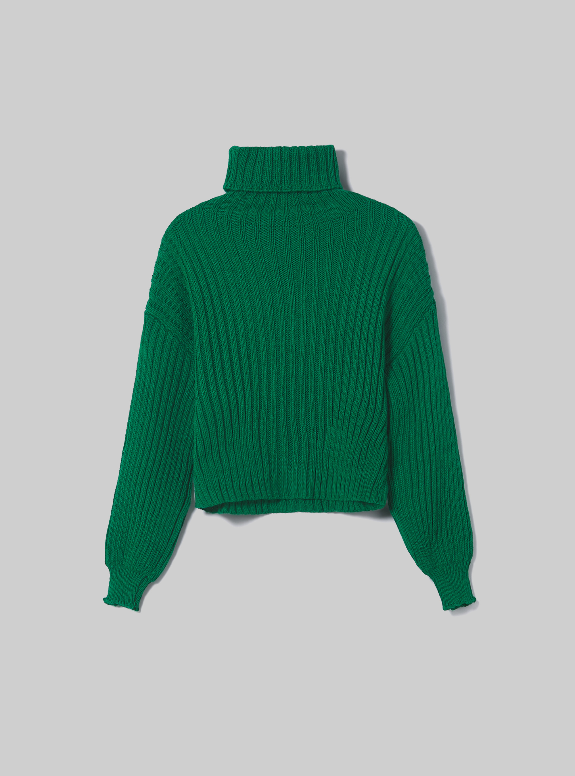 Pullover collo alto a coste, GN1 GREEN DARK