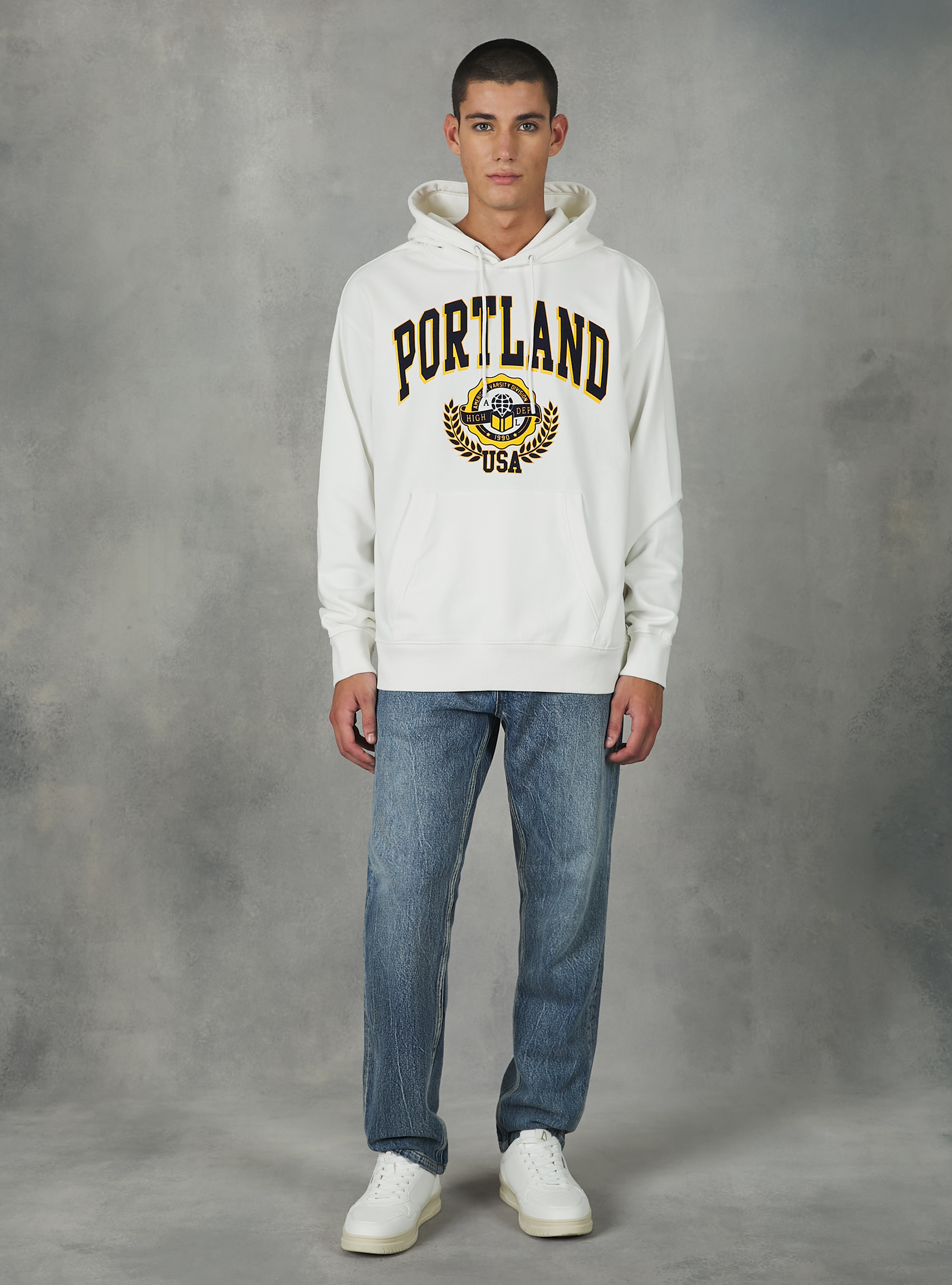 College Print Hoodie, WH2 WHITE