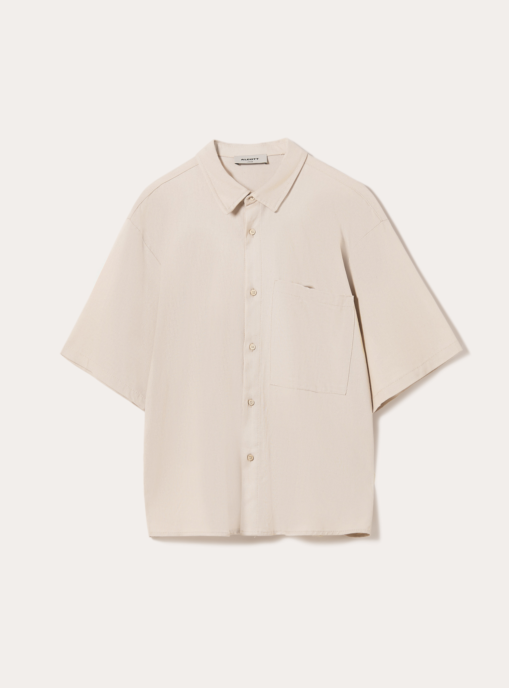 Chemise en lin m&eacute;lang&eacute; avec poche poitrine, BG2 BEIGE MEDIUM