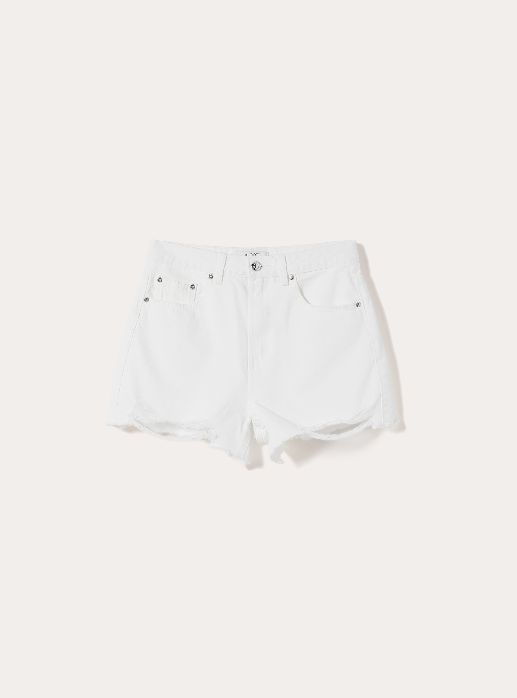 Shorts in denim con rotture, D099 WHITE