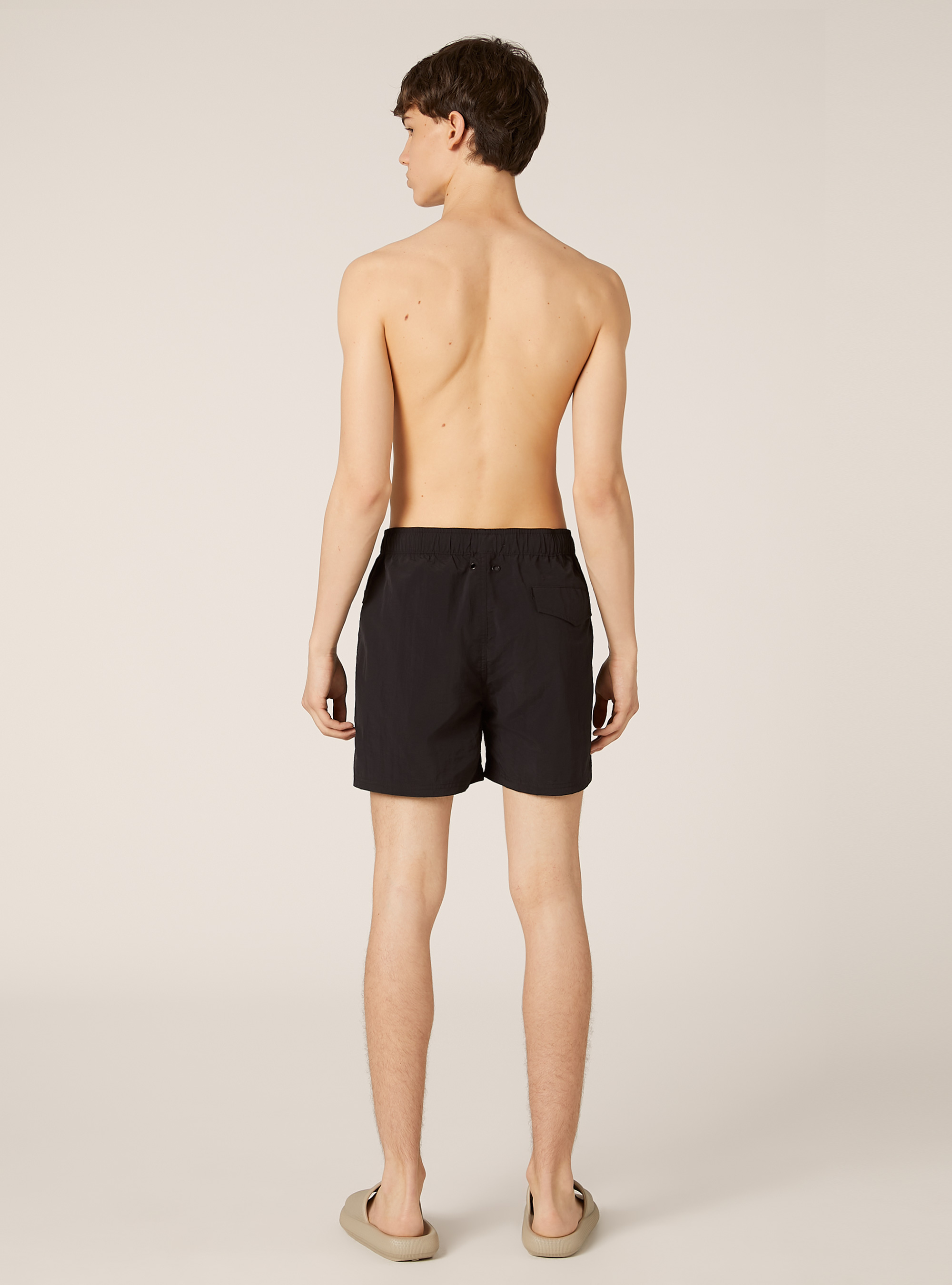 Maillot de bain uni avec poche arri&egrave;re, BK1 BLACK