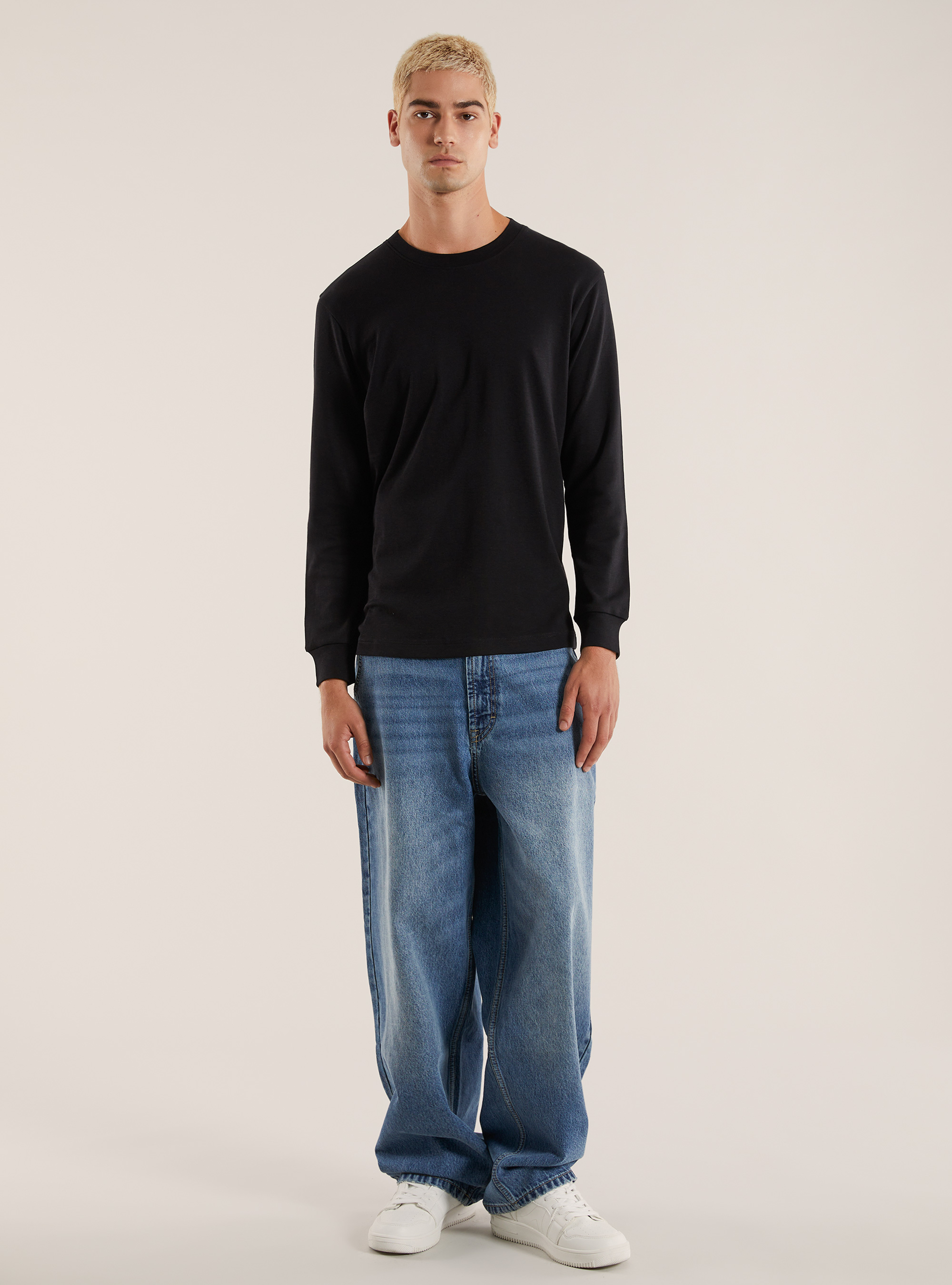 Jean patine de coupe ample, D004 MEDIUM LIGHT BLUE