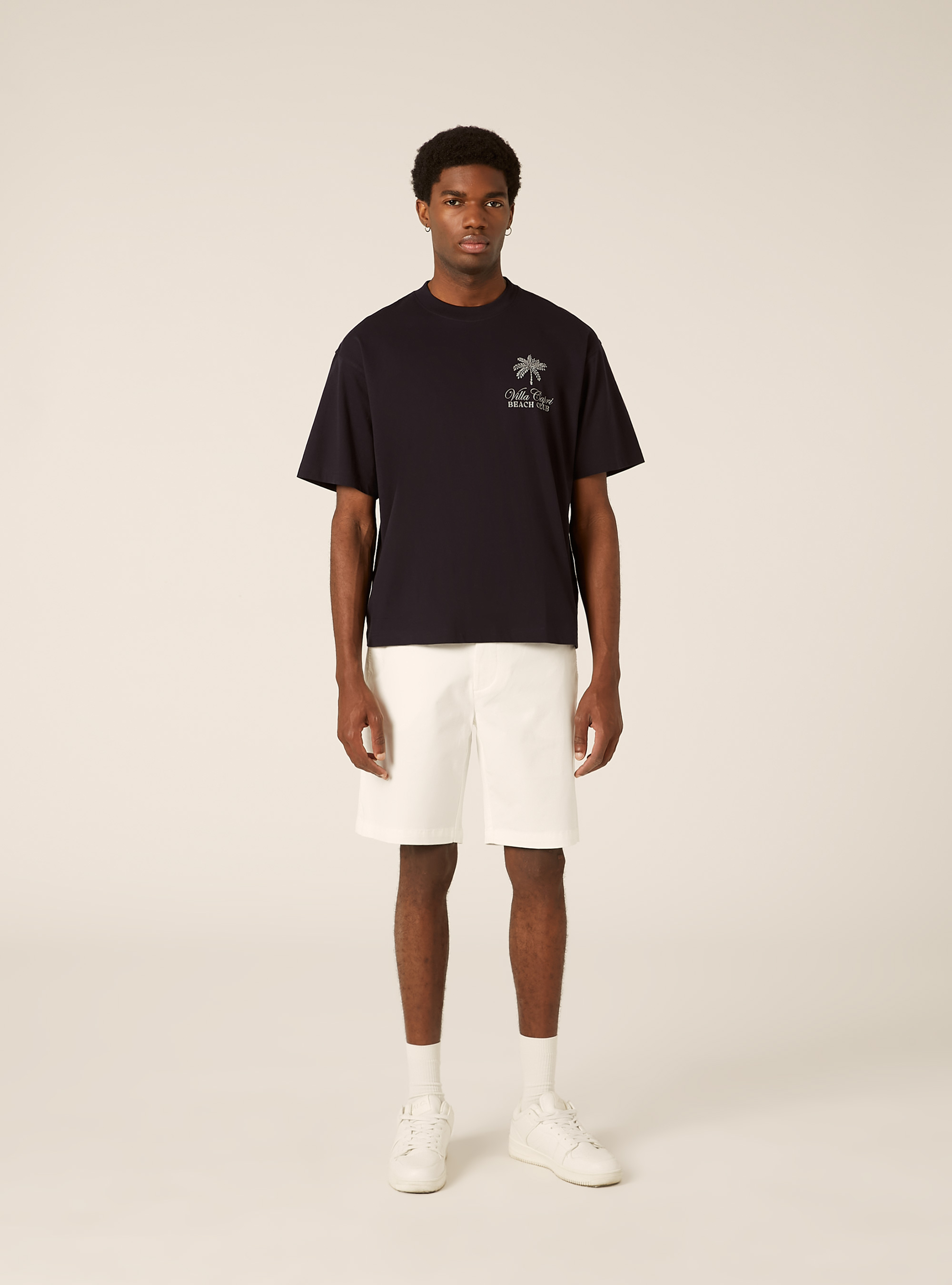 T-shirt boxy fit con stampa villa capri, NA2 NAVY MEDIUM