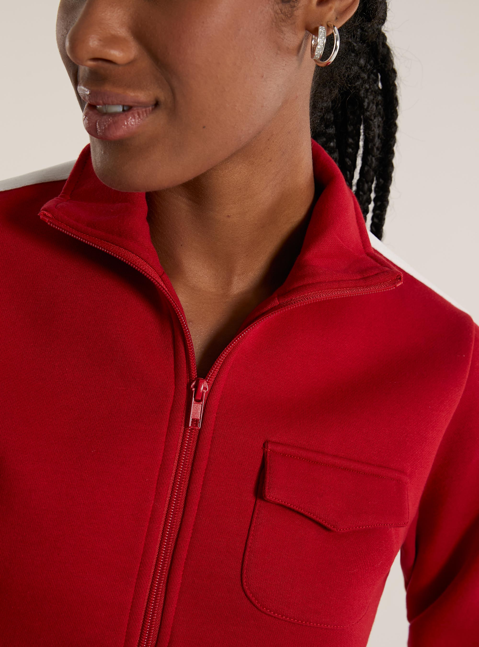 Sweatshirt with zipper and side bands, RD2 RED MEDIUM