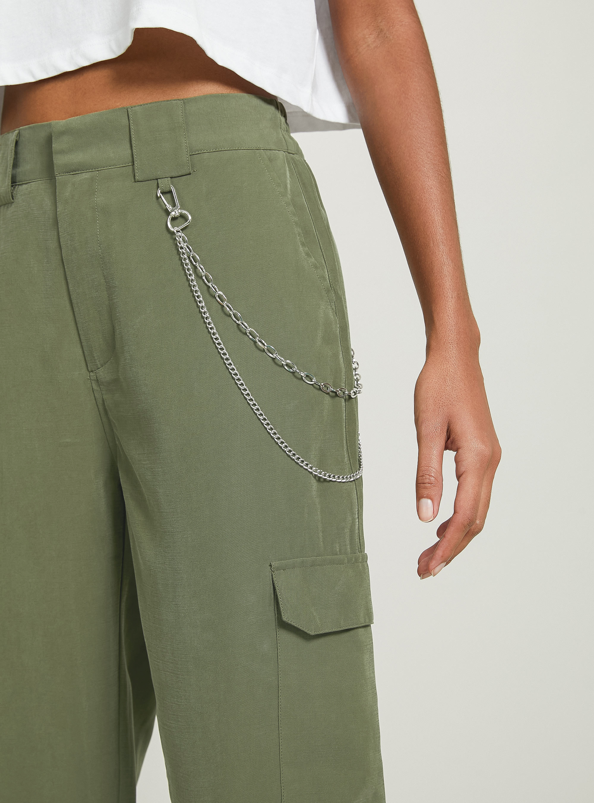 Linen blend chain trousers, KY3 KAKY LIGHT