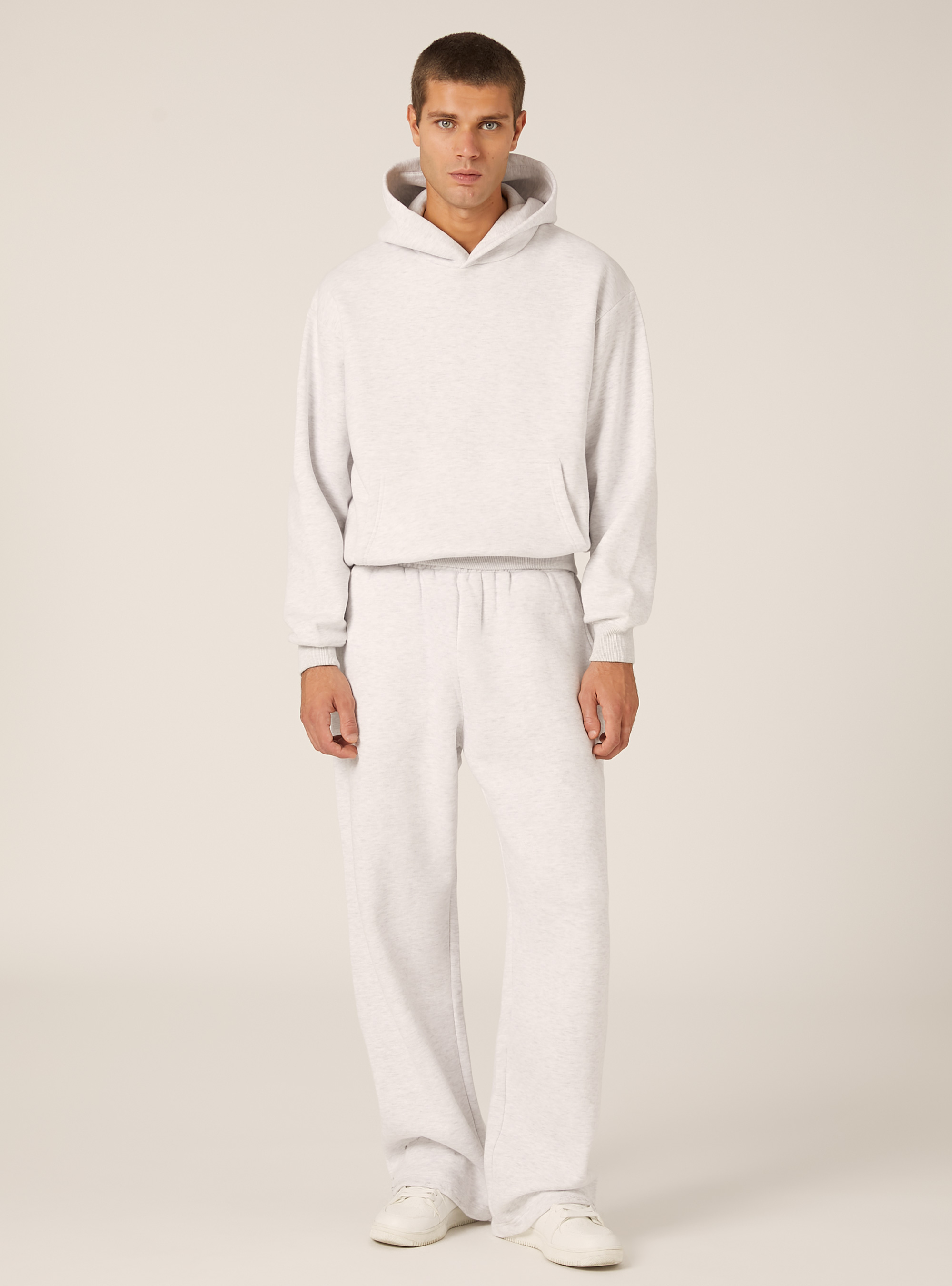 Boxy fit hoodie, MGY3 GREY MEL LIGHT