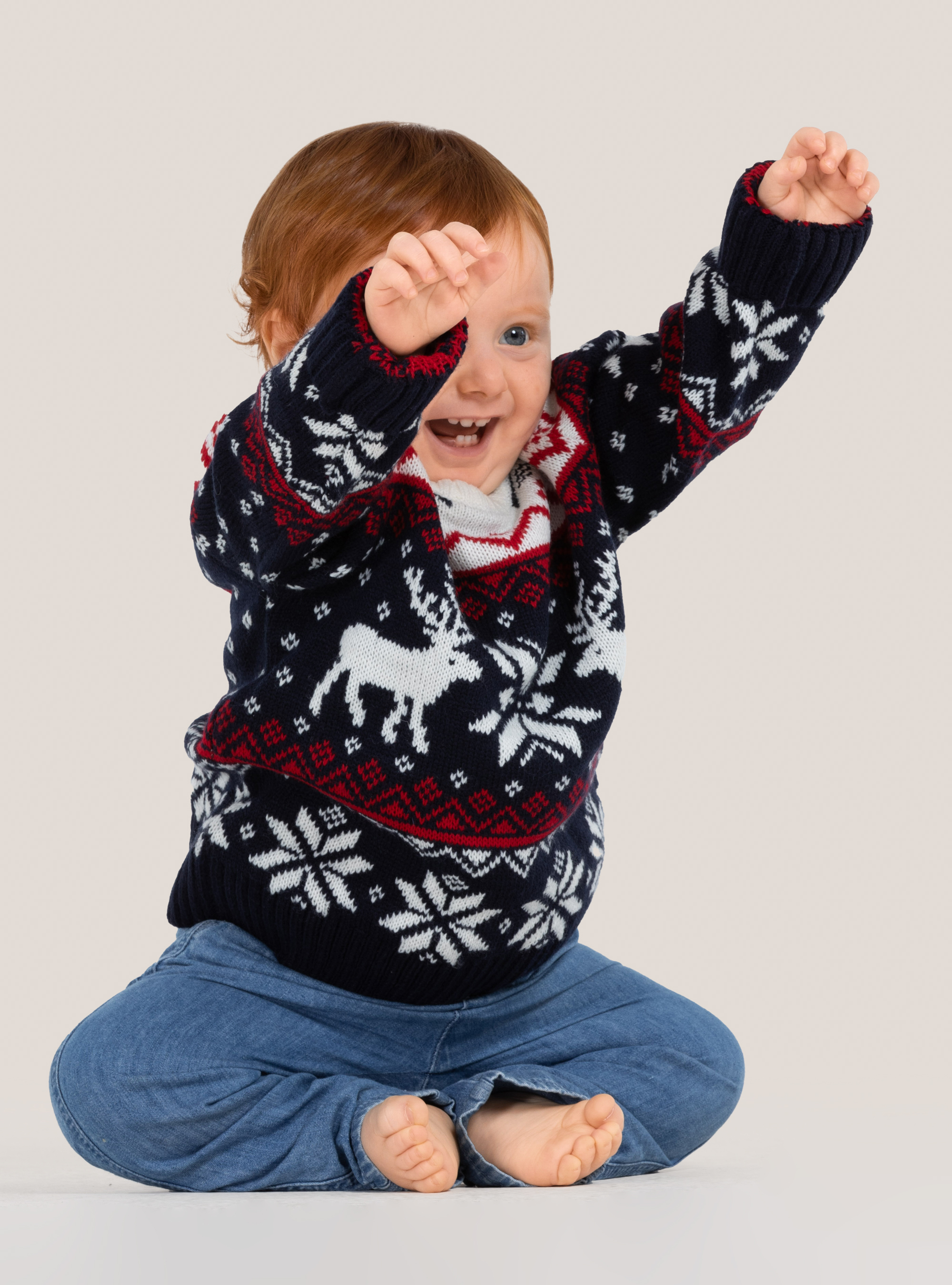 Christmas pullover ''mini me'' with reindeer, BLUE NAVY