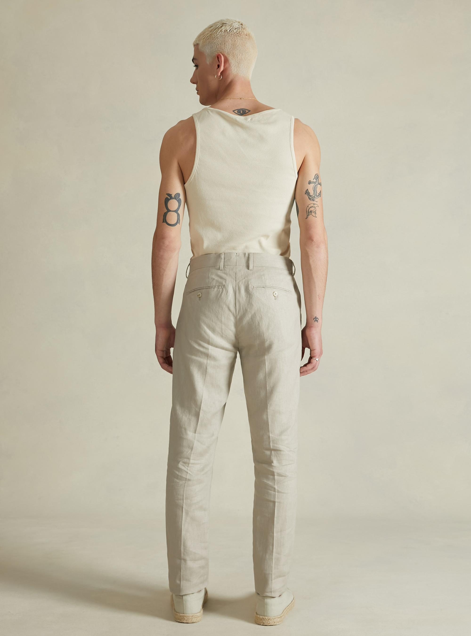 Pantaloni in puro lino, BG3 BEIGE LIGHT