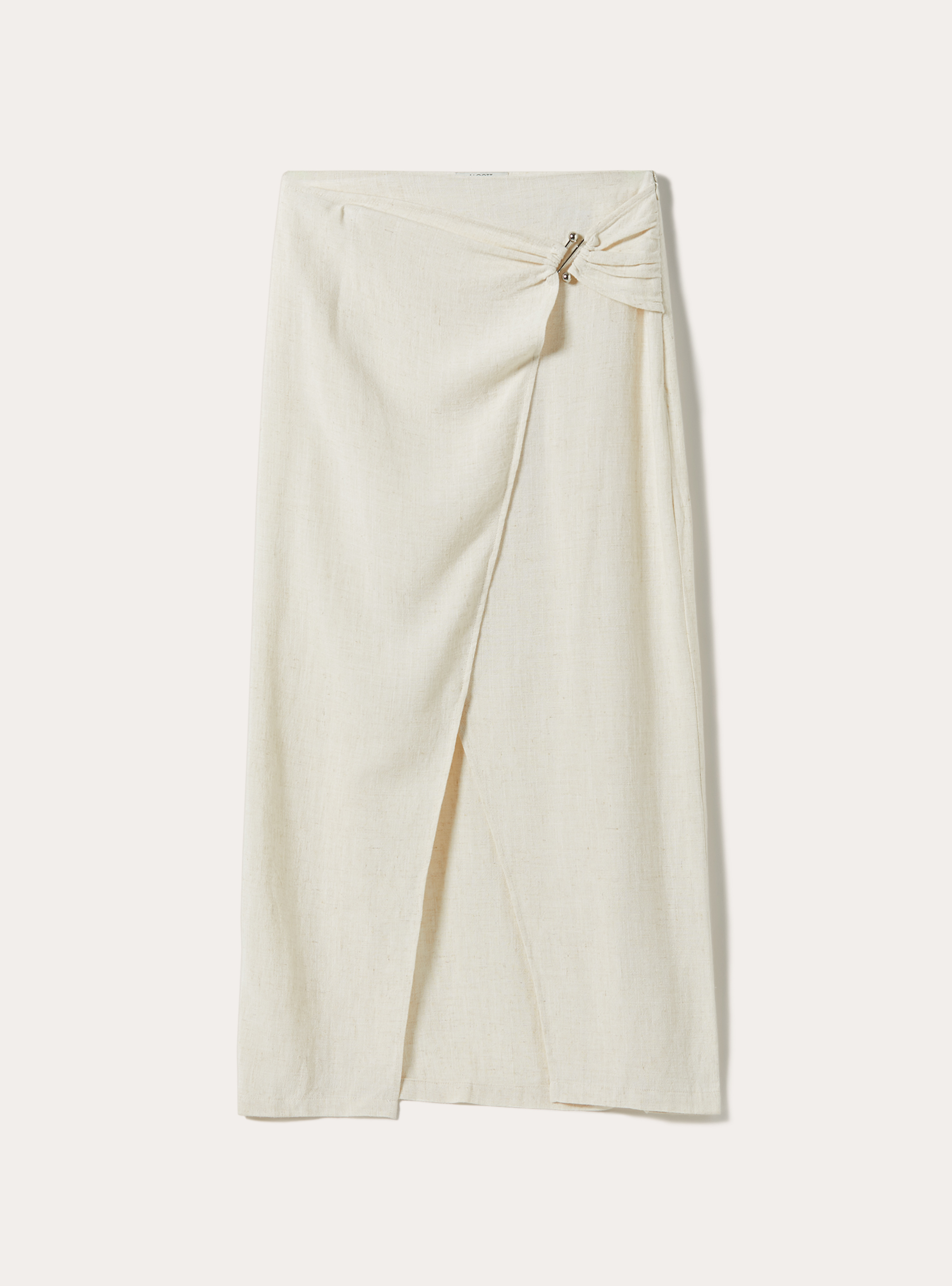 Asymmetric midi skirt in linen blend, MBG3 BEIGE MEL LIGHT