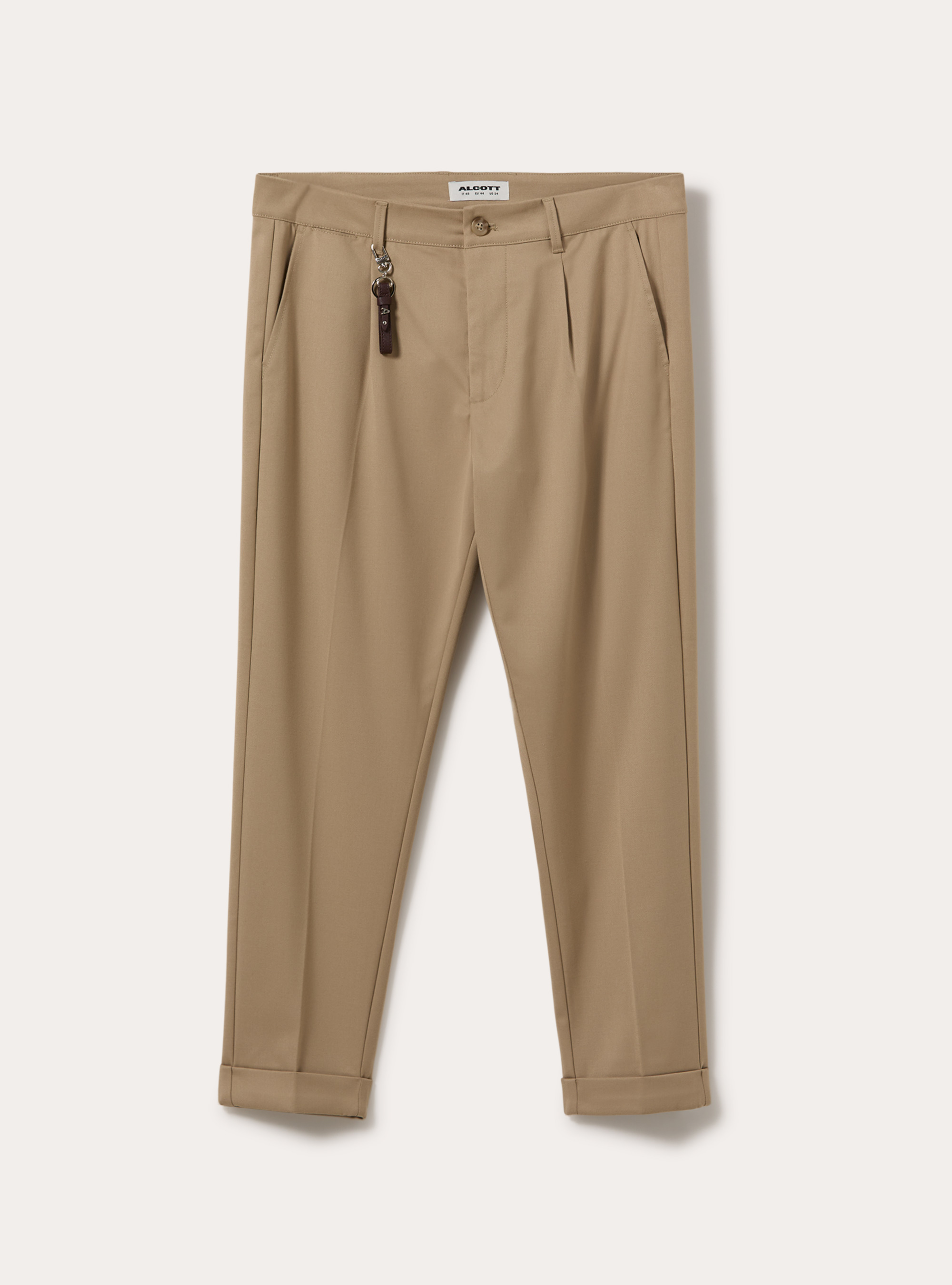 Tailored trousers with pleats and charm detail, BG2 BEIGE MEDIUM